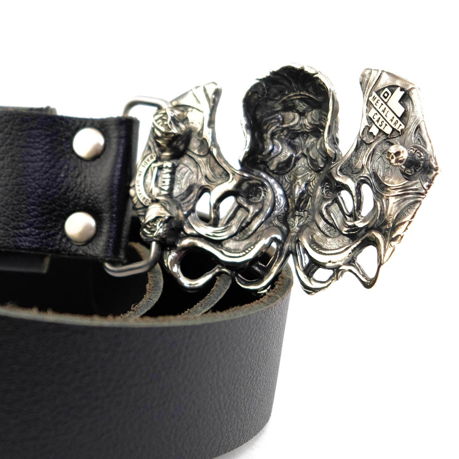 German silver belt buckle Cthulhu, Cthulhu Myths belt buckle, Skull buckle