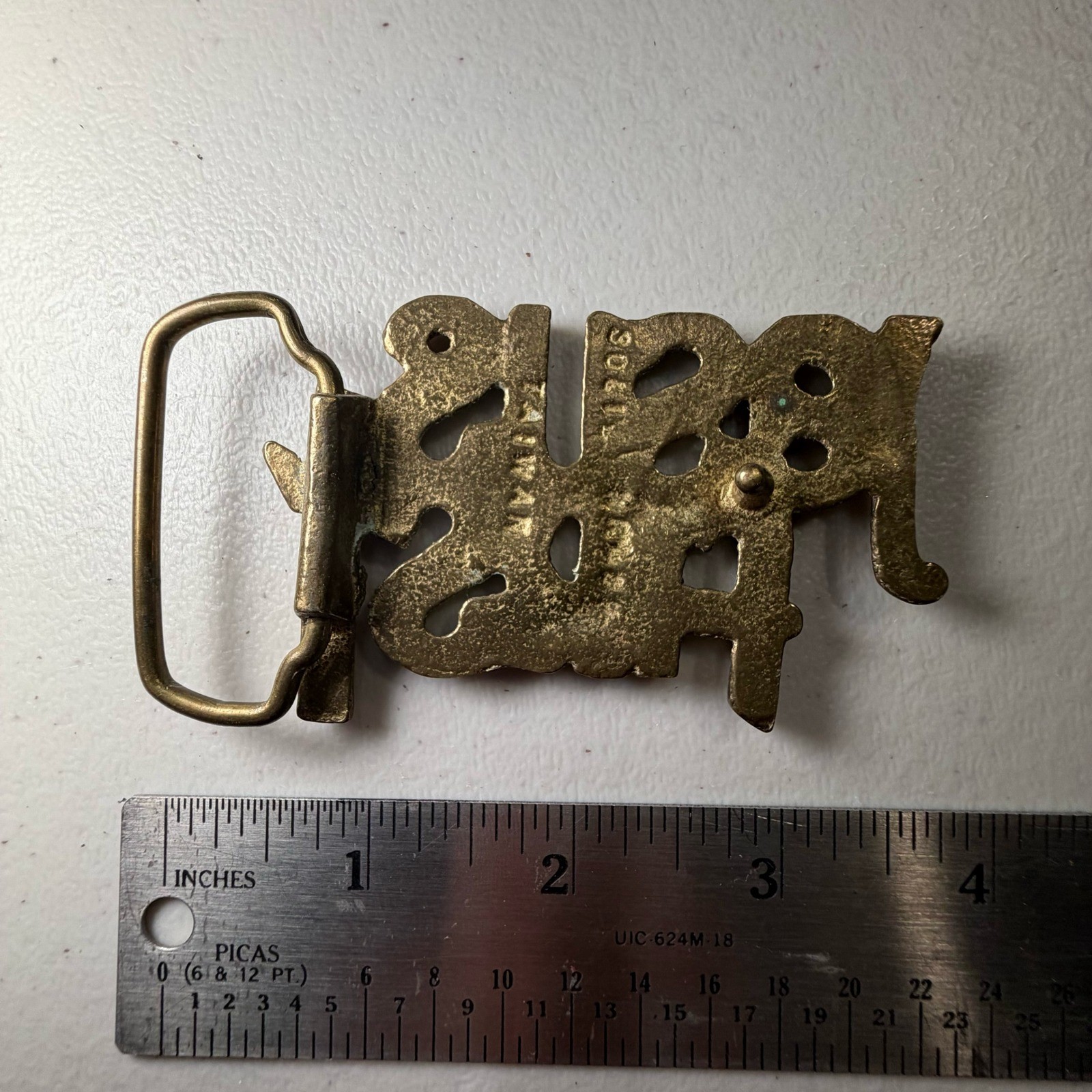 Vintage Jesus First Solid Brass Belt Buckle Christian Religious Taiwan Gold Tone