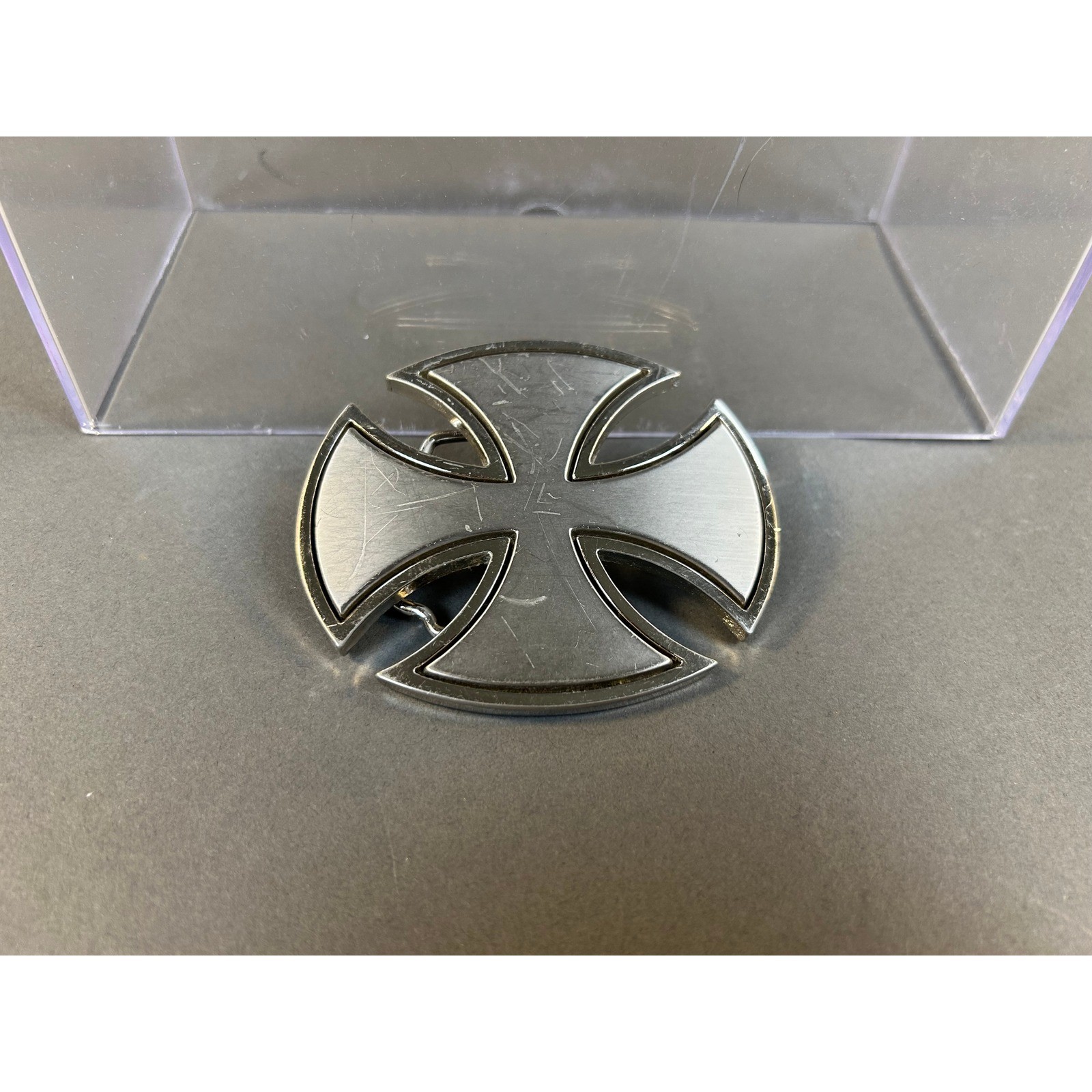 Silver Iron Cross Belt Buckle Maltese Biker Gothic Punk Metal Large 3 Inch