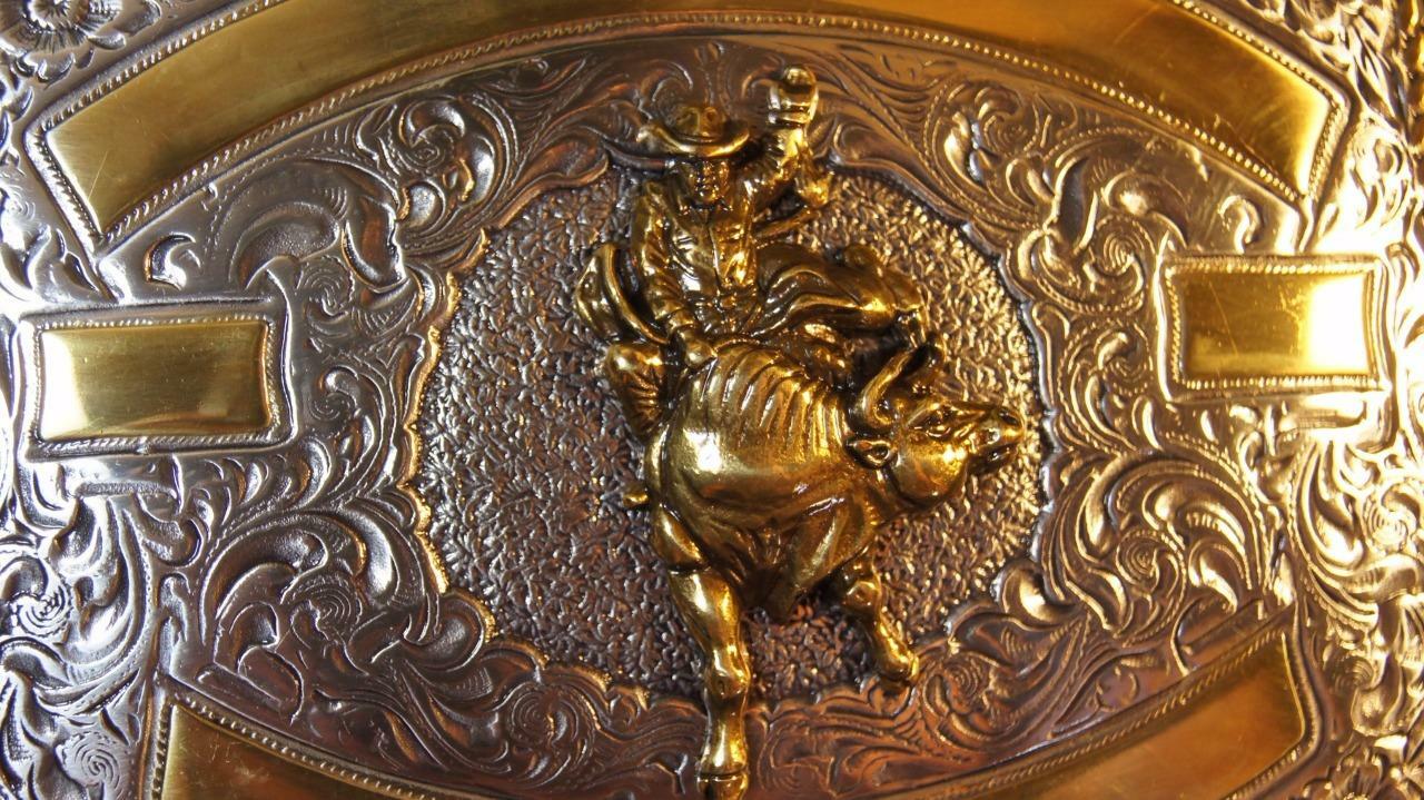 Crumrine Western Rectangle BULL RIDER Belt Buckle 3807241