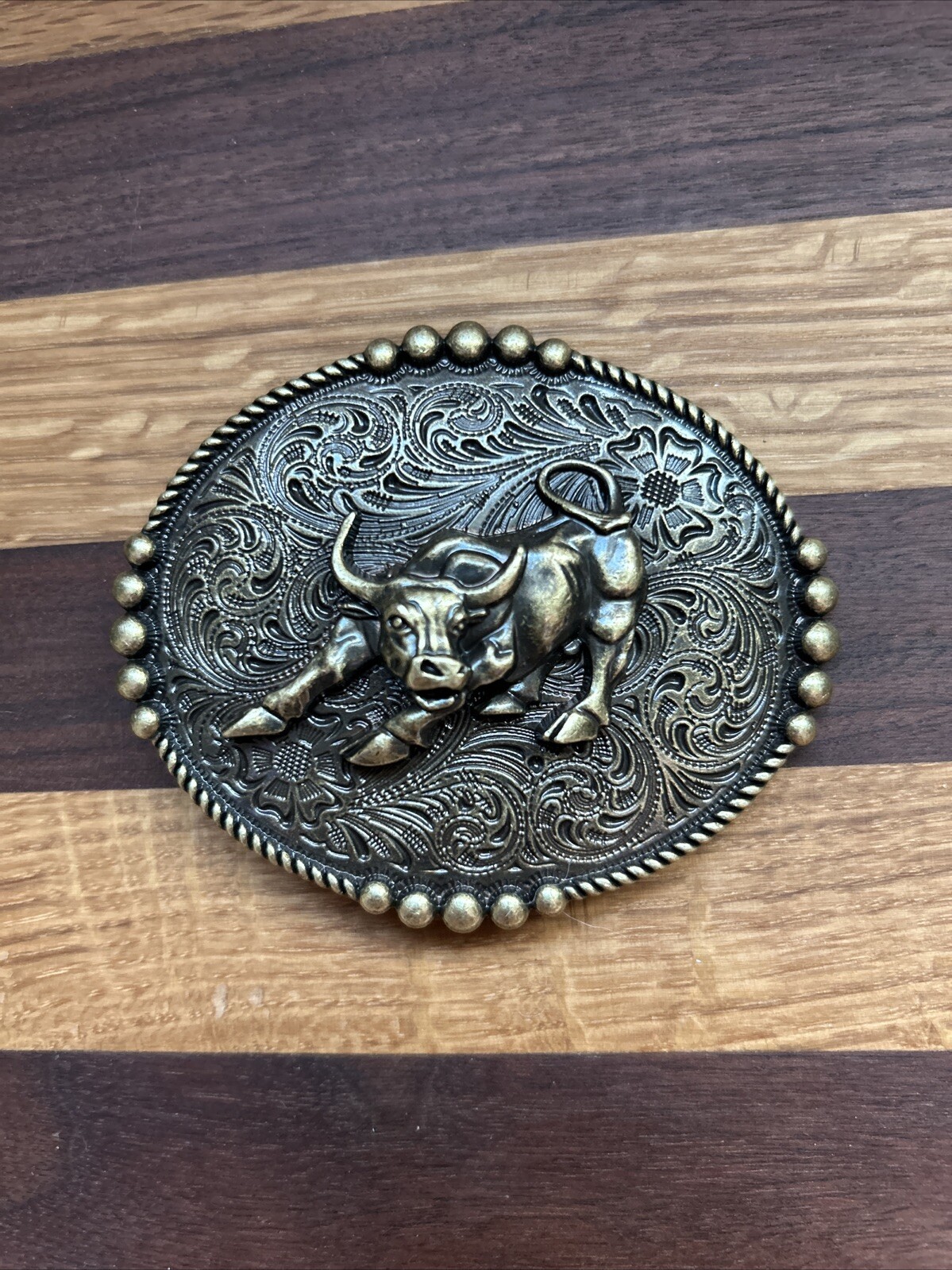 Western Men’s Embossed Belt Buckle Cow Head Cowboy Belt Perfect Birthday Gift