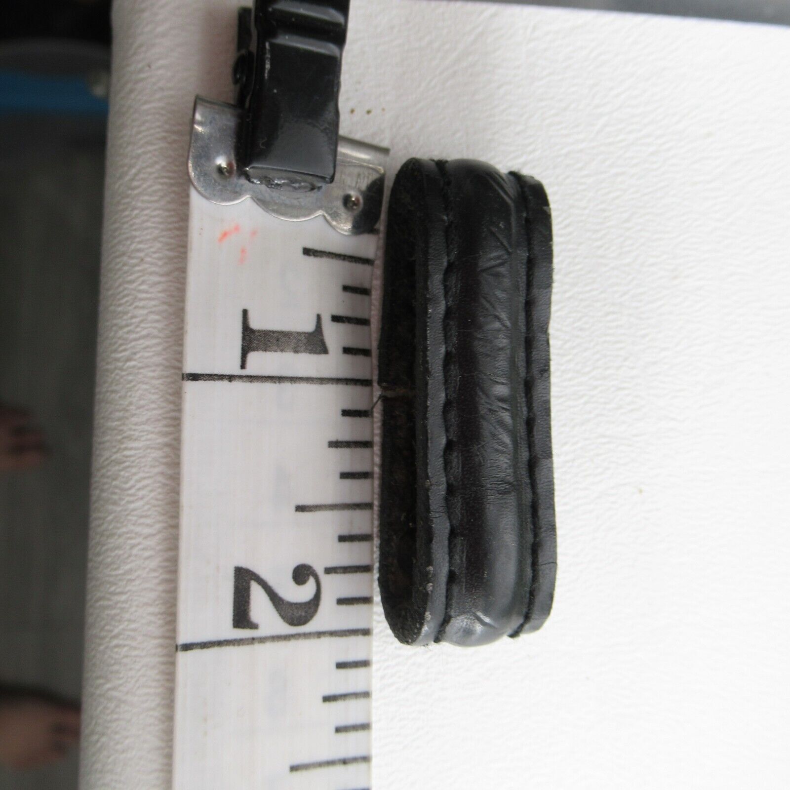 Belt Buckle Loop Etched Silver Plated Western Black Coated Leather Strap Keeper