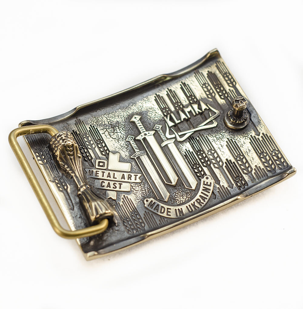 Fehu runic brass belt buckle, Feoh Wealth Rune Seltic Old Norse Scandinavian