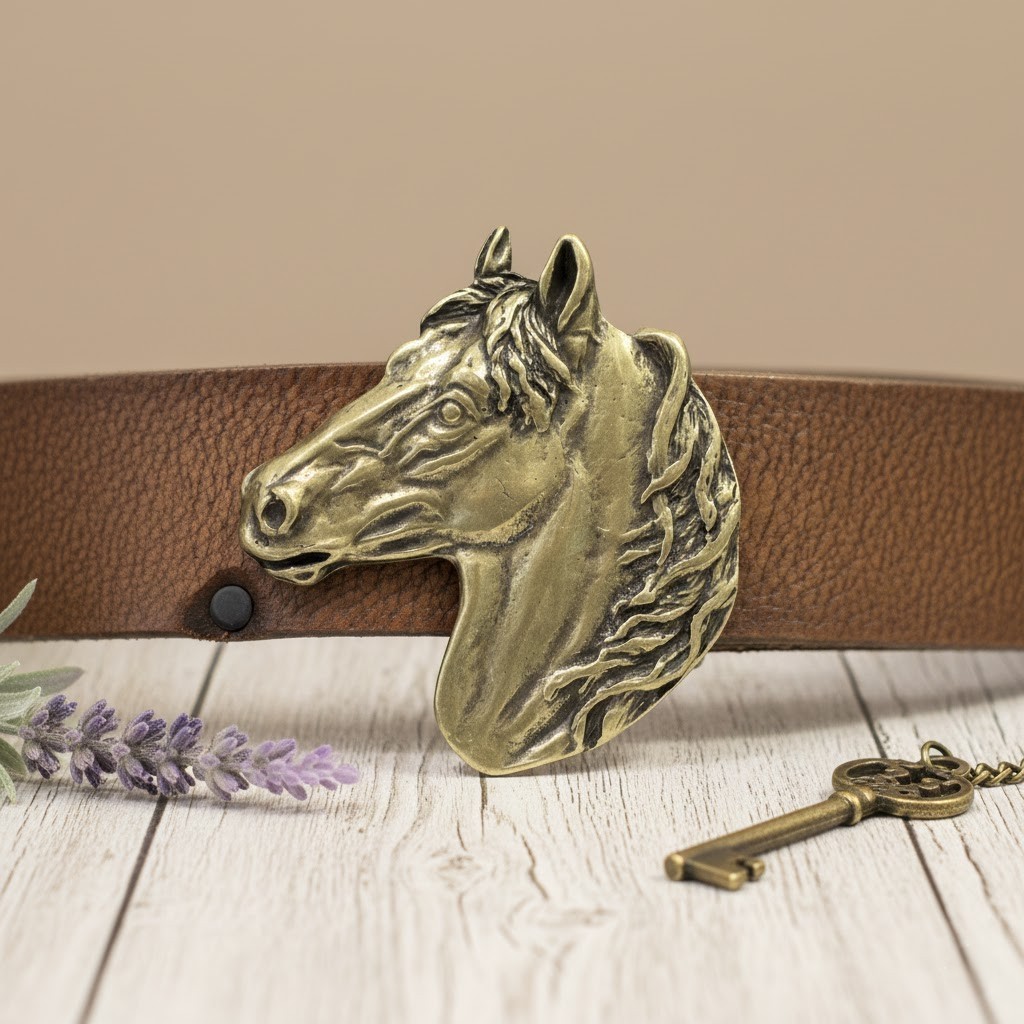 Horse Head Belt Buckle Jet Hematite – Dark Gem Look with Character