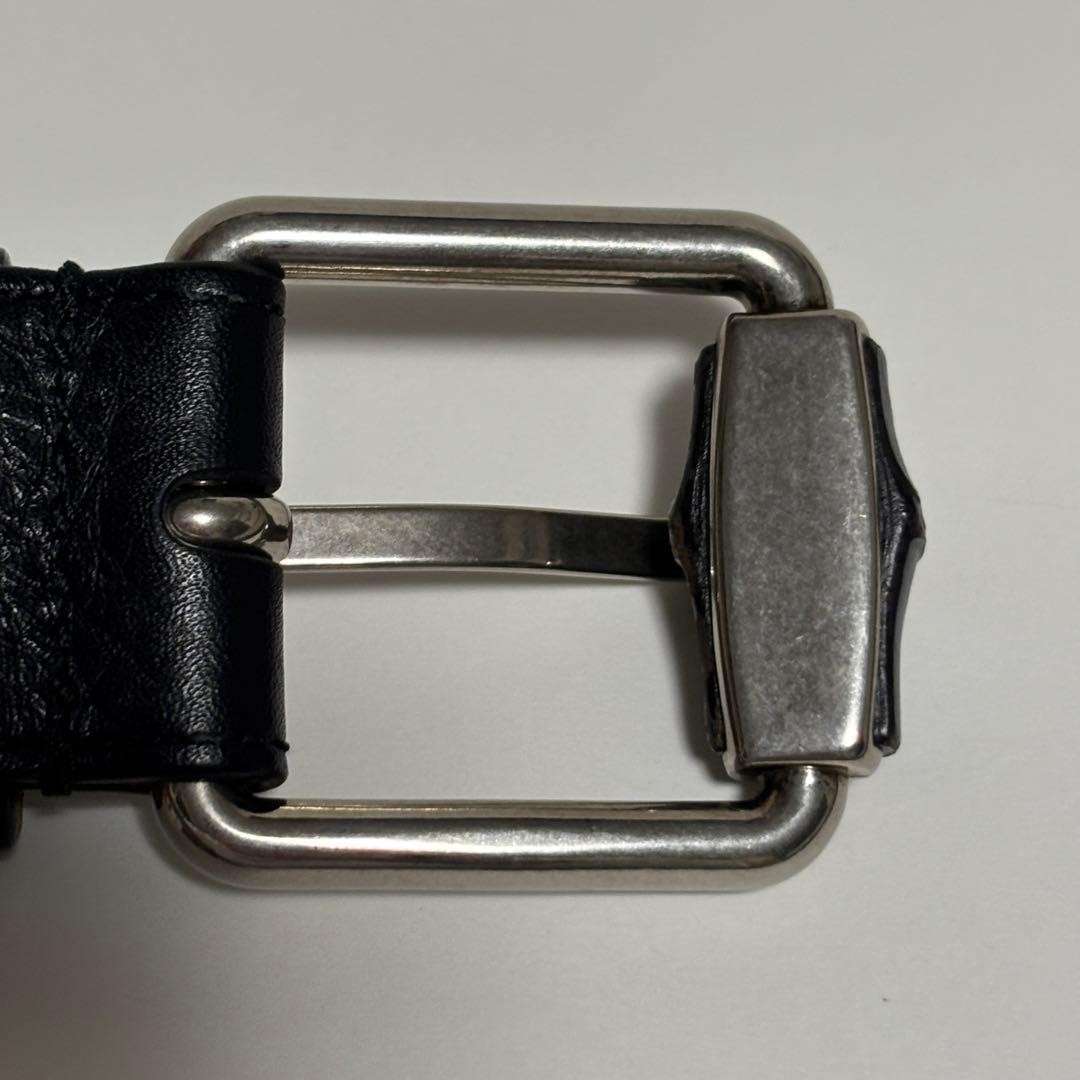 GUCCI Pre-Owned Bamboo Men&rsquo;S Leather Belt Black Silver