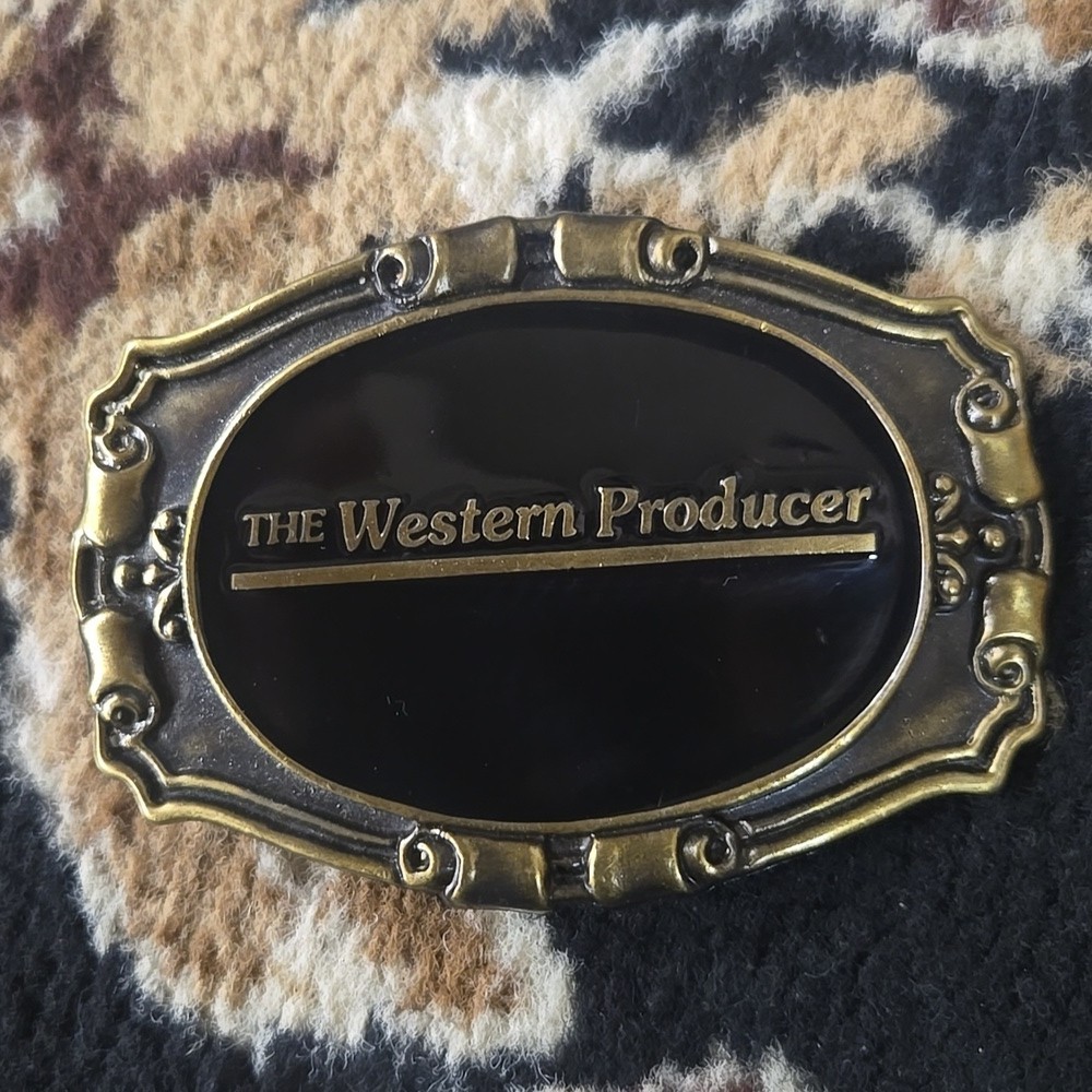 The Western Producer Retro Enamel Belt Buckle Farm Farmer Cowboy Agriculture Y2K