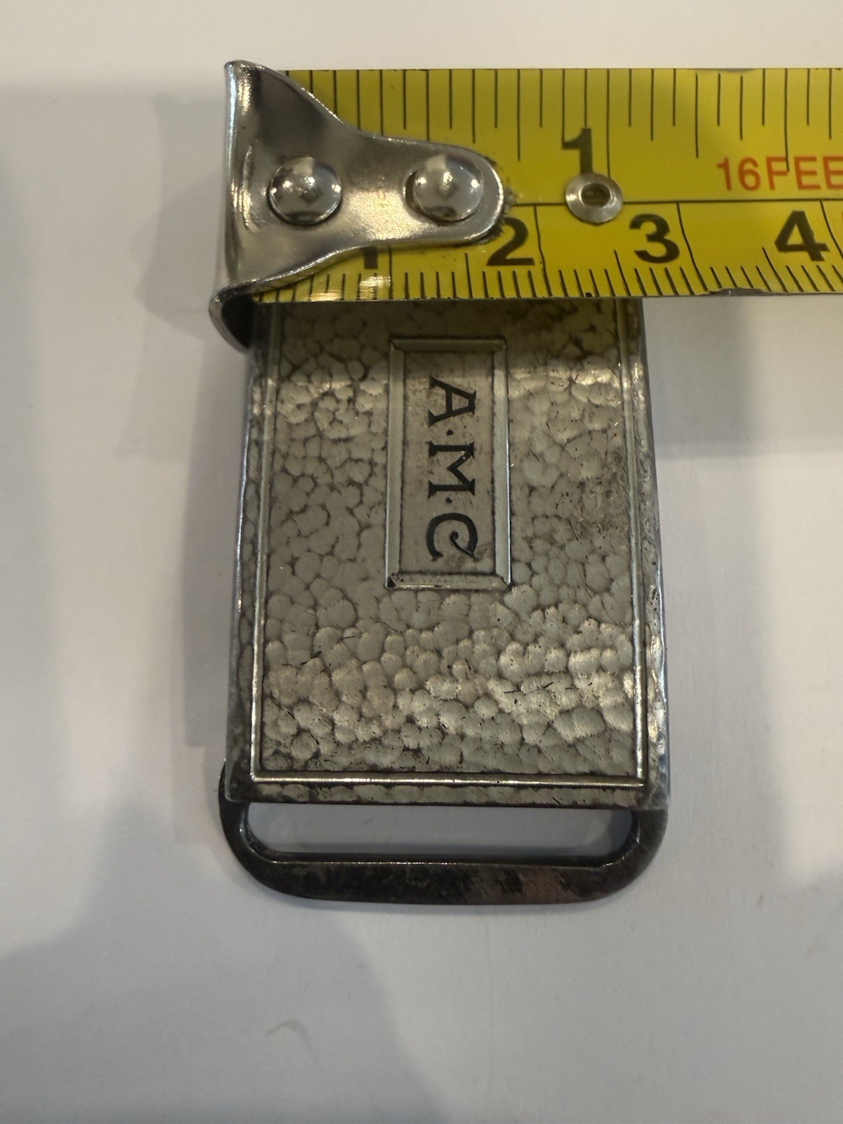 925 Sterling Silver Vintage Hammered Finish Belt Buckle Monogram AMC 17g