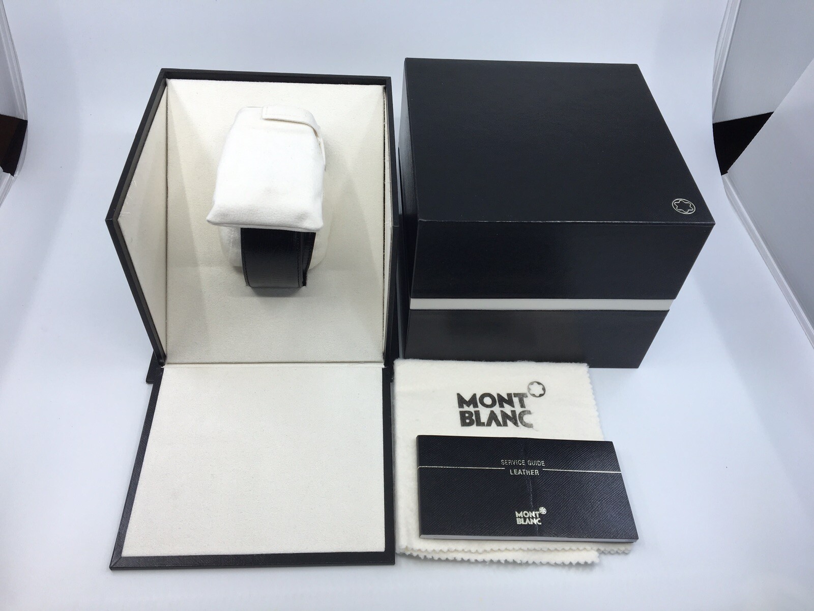New Authentic Montblanc Sterling Silver Buckle Trapeze Calf Strap Belt