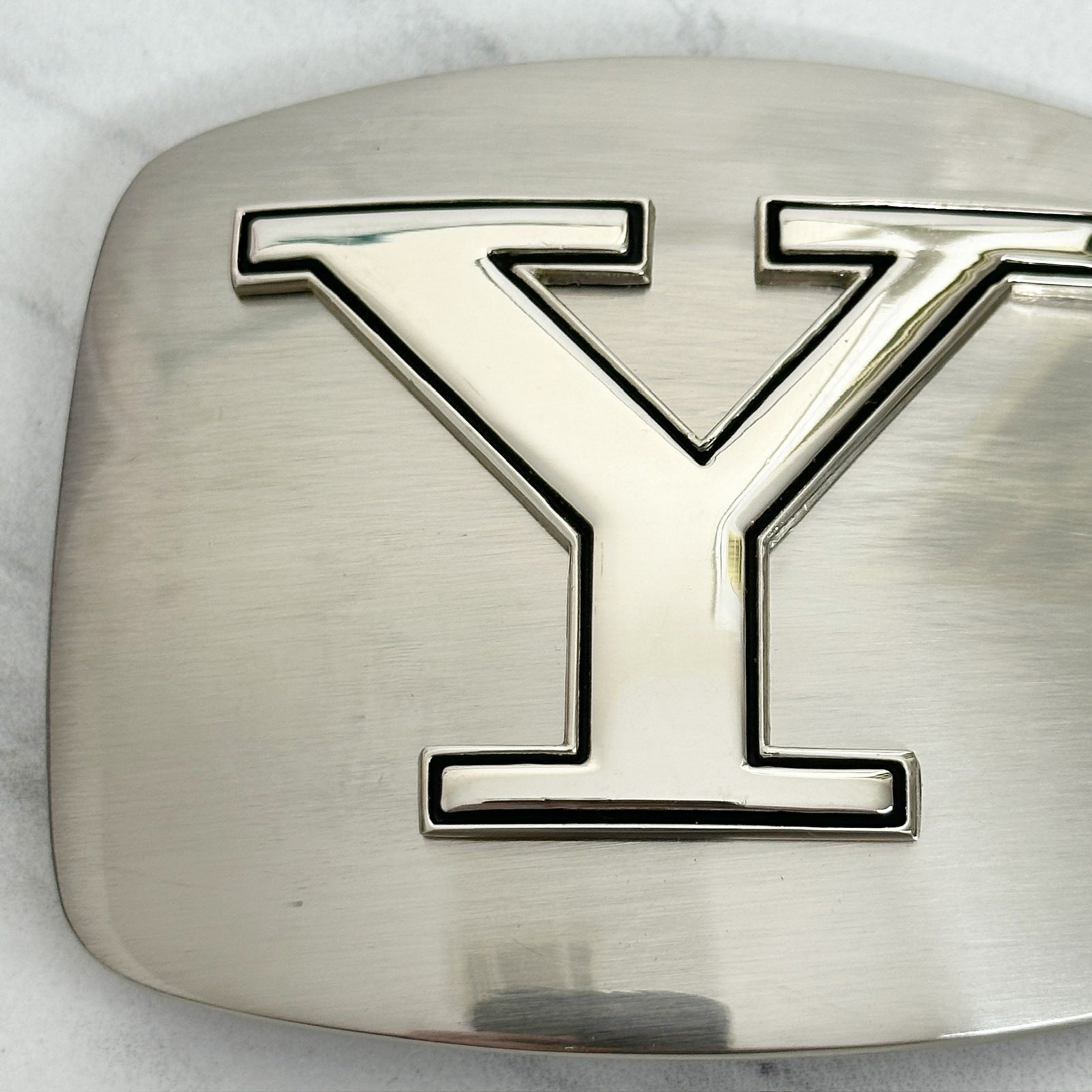 Letter Y Initial Monogram Silver Tone Belt Buckle – 3.16&Prime; x 2.78&Prime;