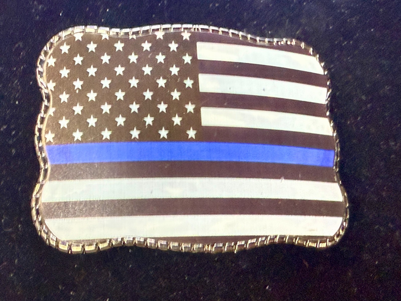 USA Flag Stars Striped with Blue Line Belt Buckle Card Holder Wallet / Stash box