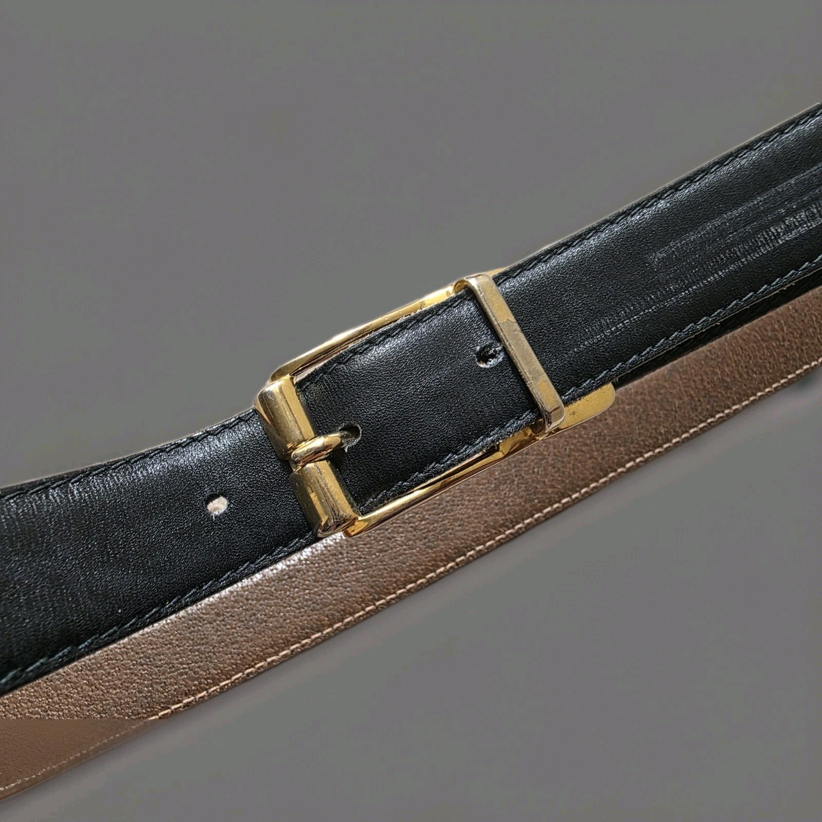 Vintage GUCCI Belt Brown Women’s Designer Logo Classic Gold Tone Hardwear 34&Prime;