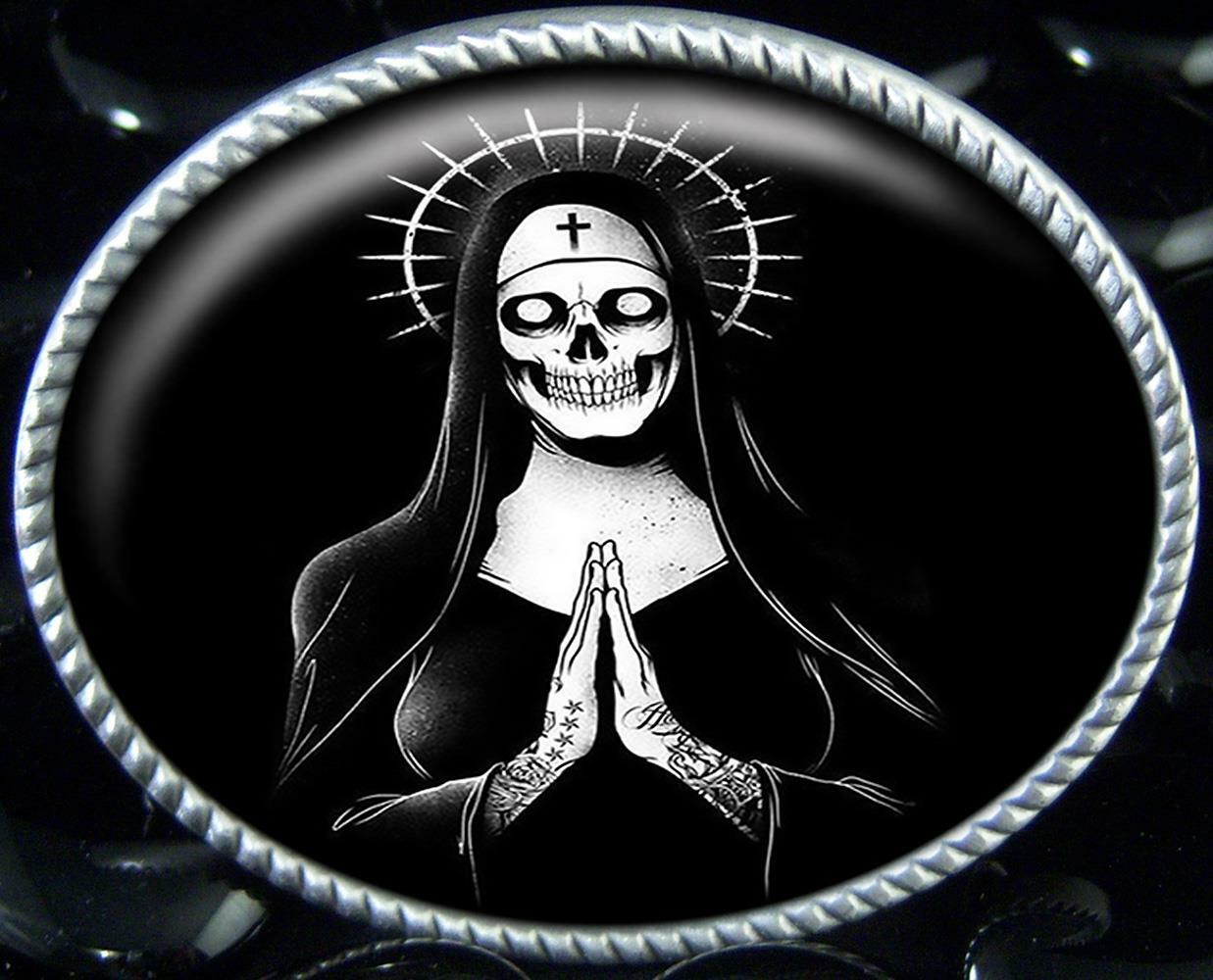 Santa Muerte Day of the Dead Sugar Skull Handmade Belt Buckle
