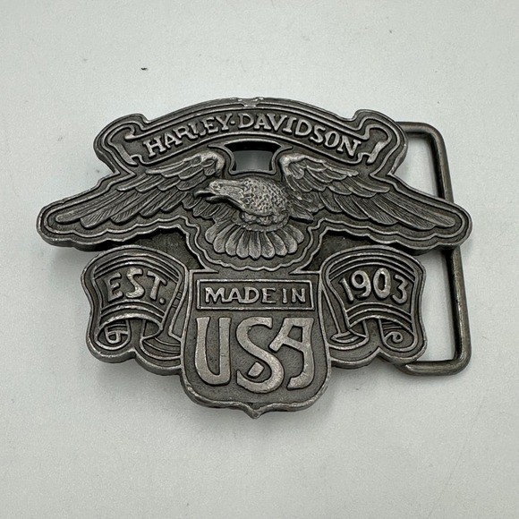 Harley Davidson Eagle Made in USA Belt Buckle Vintage Pewter Moto