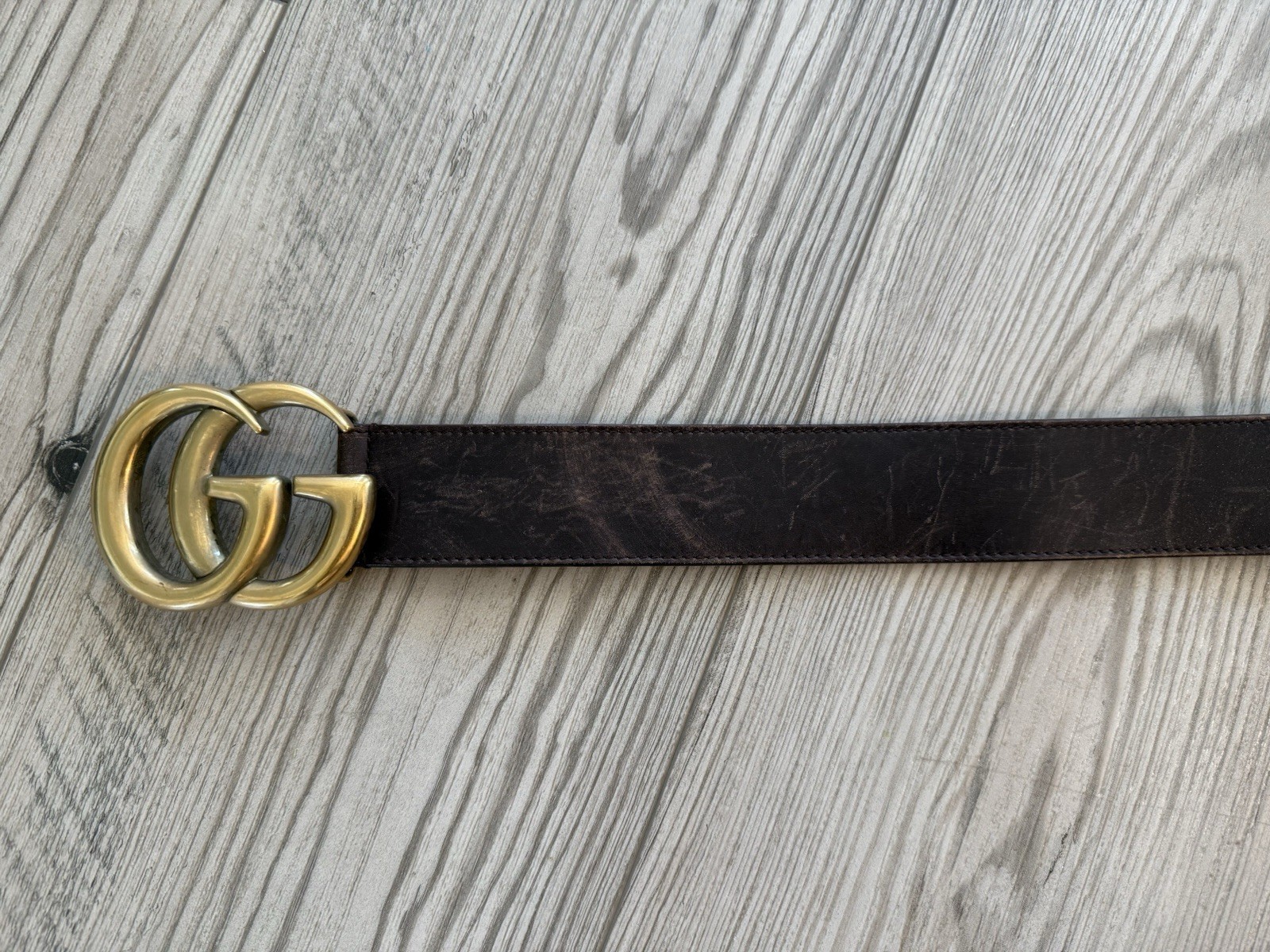 Stunning Vintage Gucci GG Logo Brown Marmont Belt Sz 34