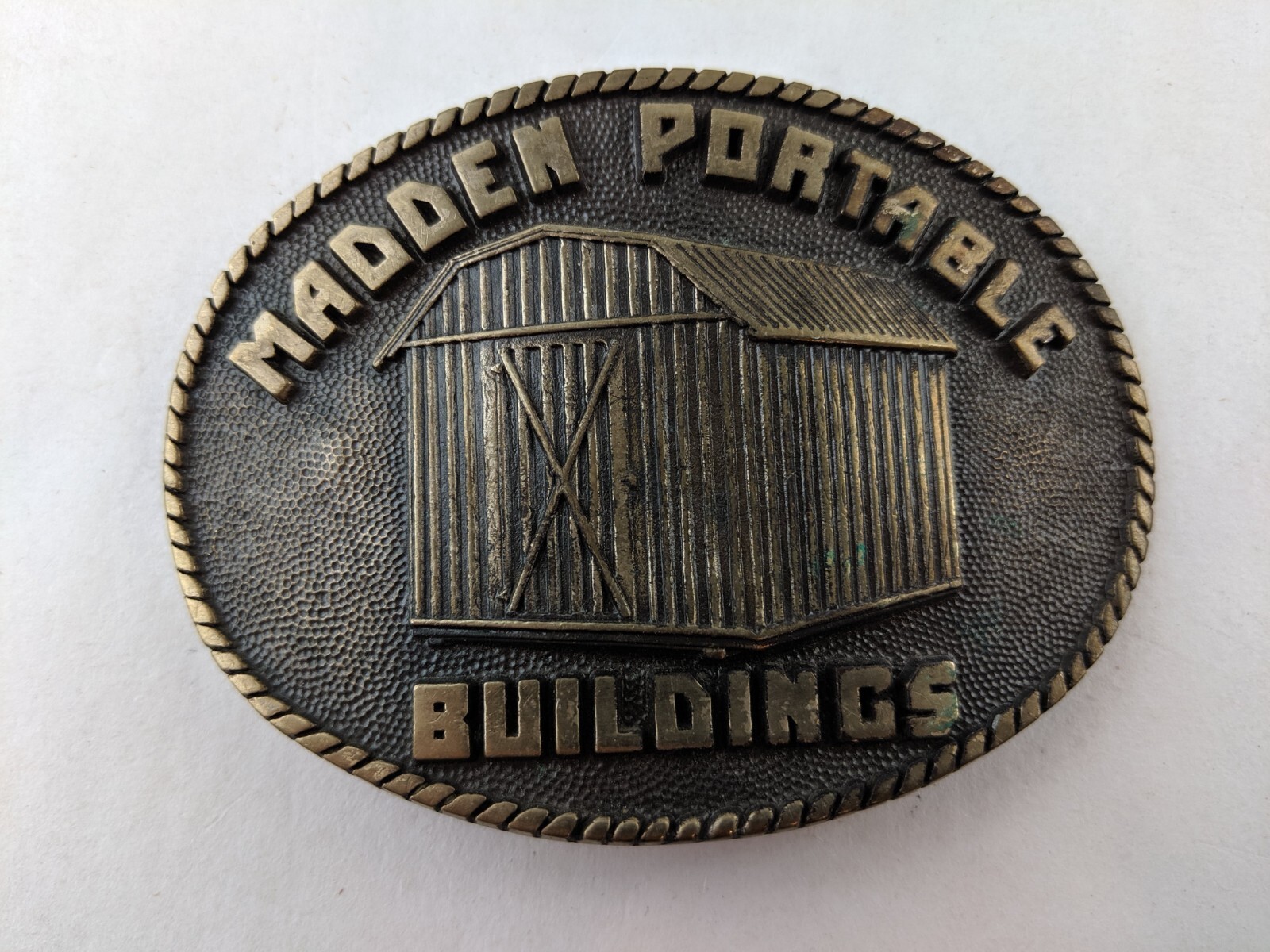Vintage Madden Portable Buildings Solid Brass Belt Buckle Handmade Classic
