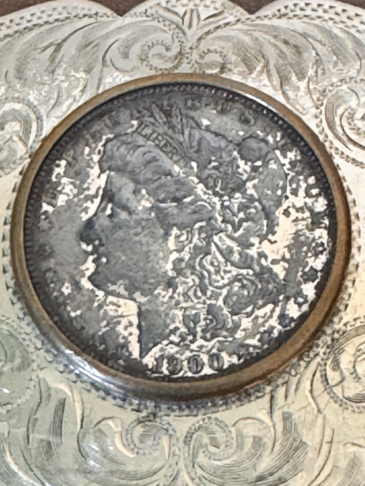 COMSTOCK Vintage German Silver Belt Buckle Morgan Dollar Indian Buffalo Nickel