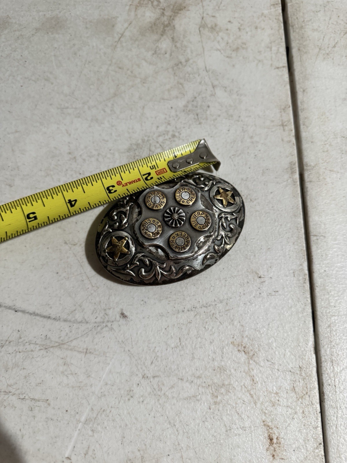 Silver Creek Belt Buckle Bullets Western Two Tone Revolving Center Cylinder