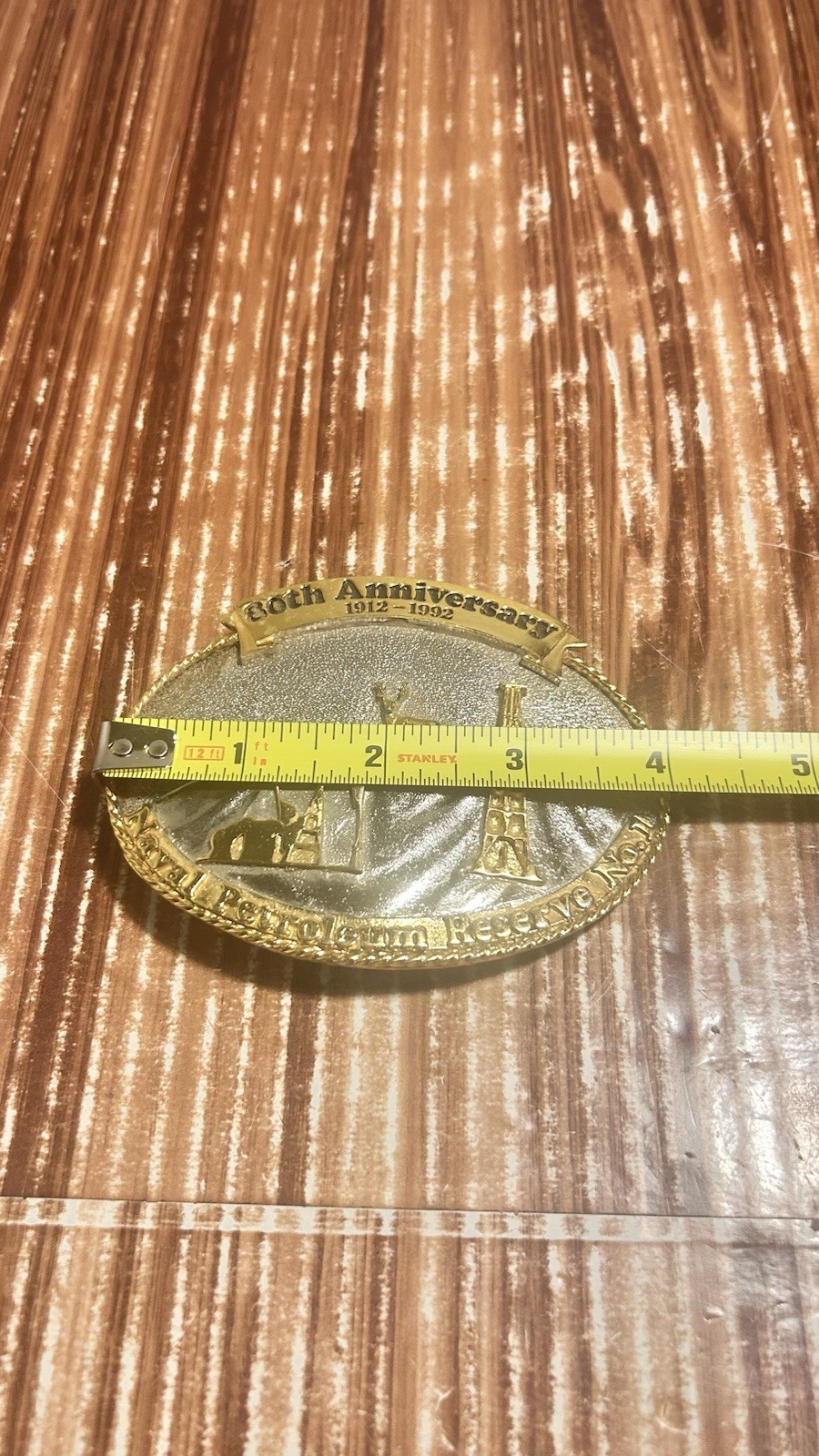 Vintage Metal 80th Anniversary Naval Petroleum Reserve No. 1 Buckle 1912-1992