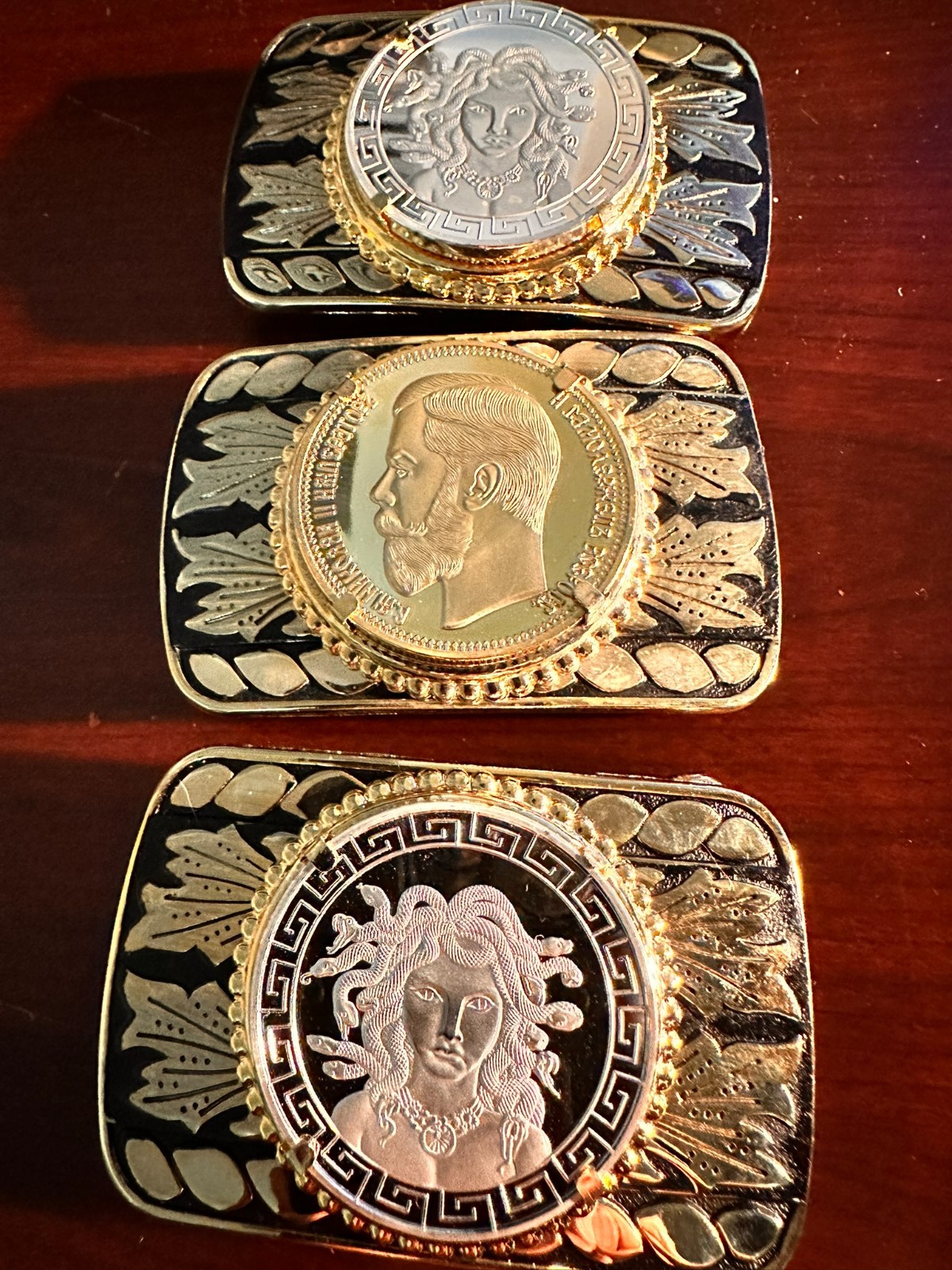 Odysseus Anonymous Mint Silver 24K Gold Belt Buckle Medusa of Gorgon Belt Buckle