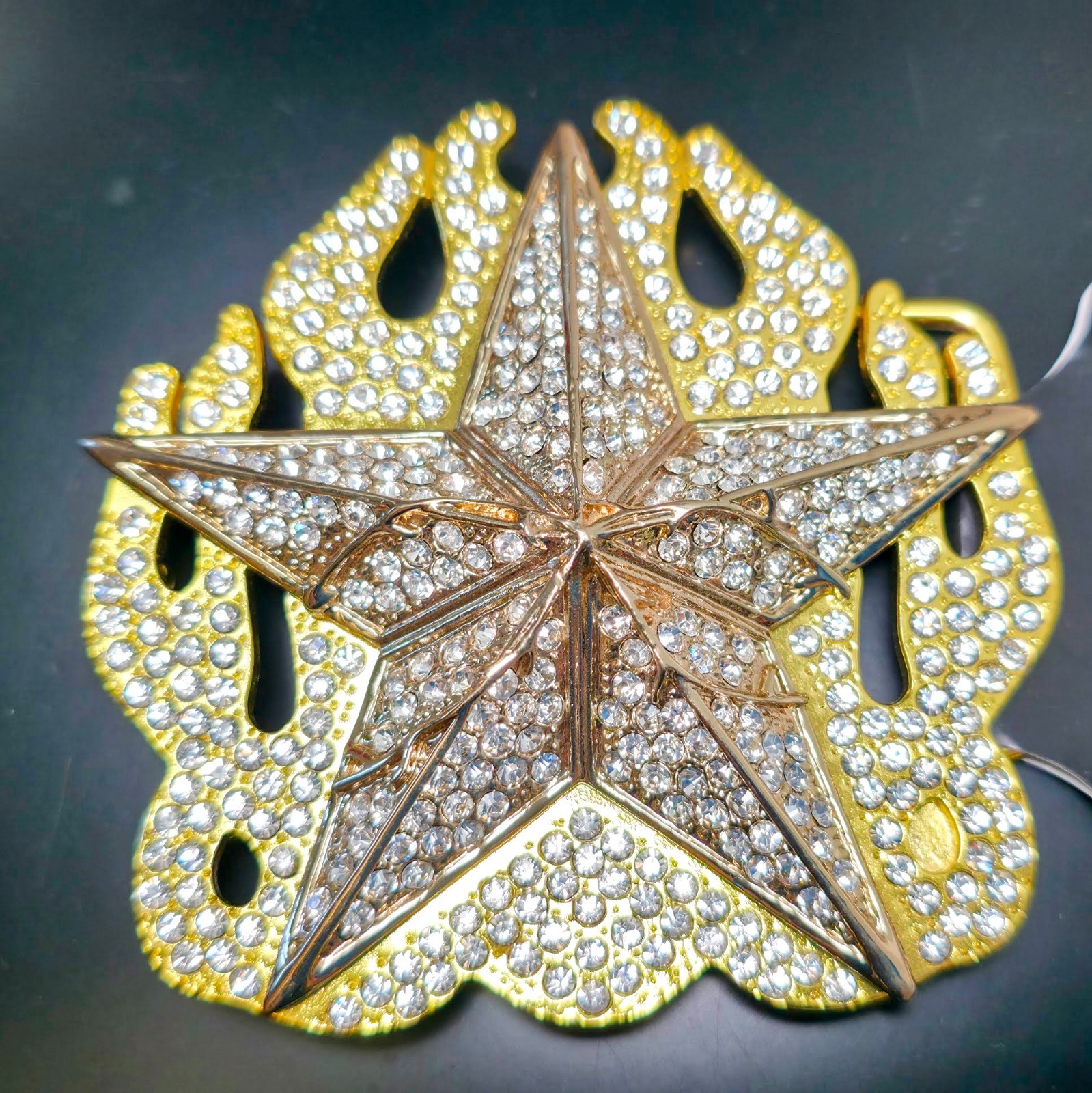 HotBuckles Western 3D Texas Lone Star Rhinestone Belt Buckle – NOS