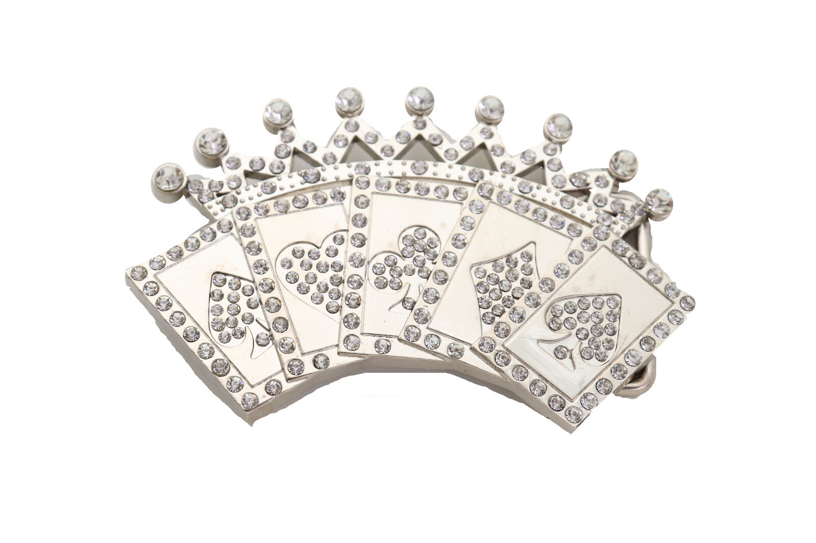 New Men Women Silver Metal Belt Buckle Cool Card Games Crown Gambling Bling Look