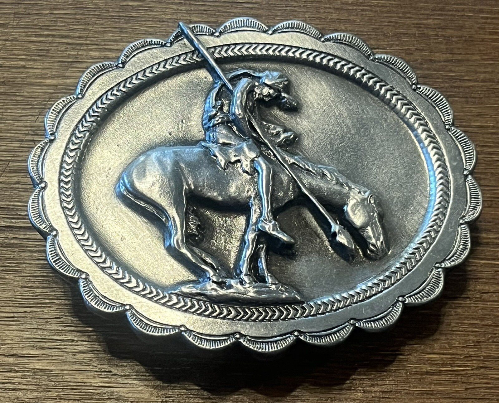 Vintage 1982 End of the Trail Indian Horse Belt Buckle – Siskiyou