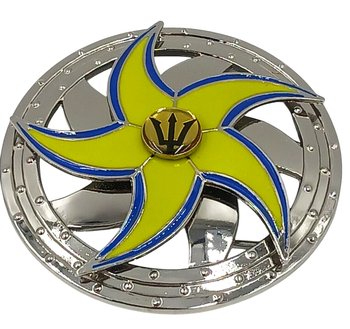 Fashion Round Spinning Belt Buckle Unisex Poseidon God Neptune Star Silver Toned