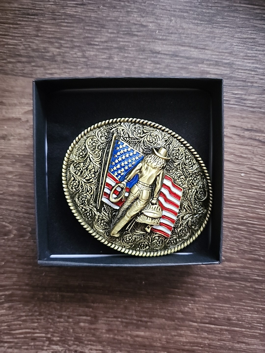 American Flag Belt Buckle for Cowgirl Cowboy Western Rodeo Wear Bronze Color NEW