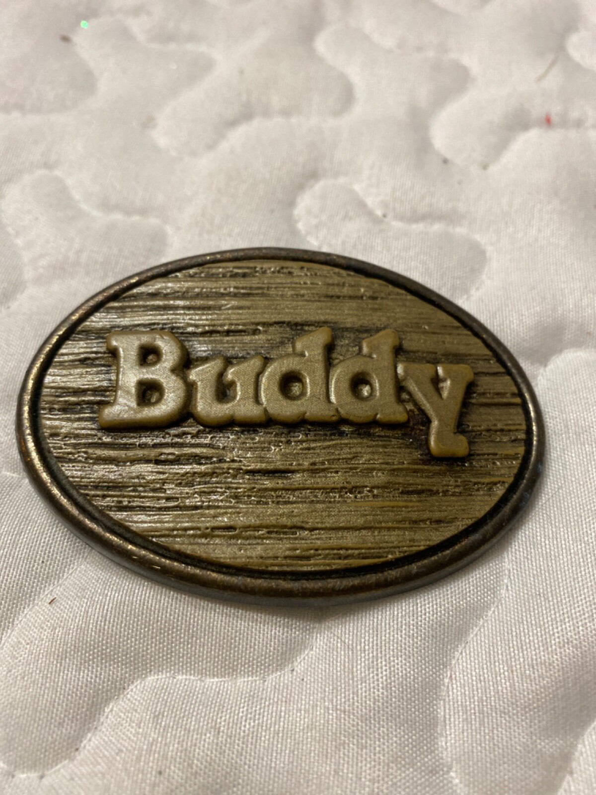 Vintage BUDDY Belt Buckle By Oden – Made In USA – 2-3/4”x 2”