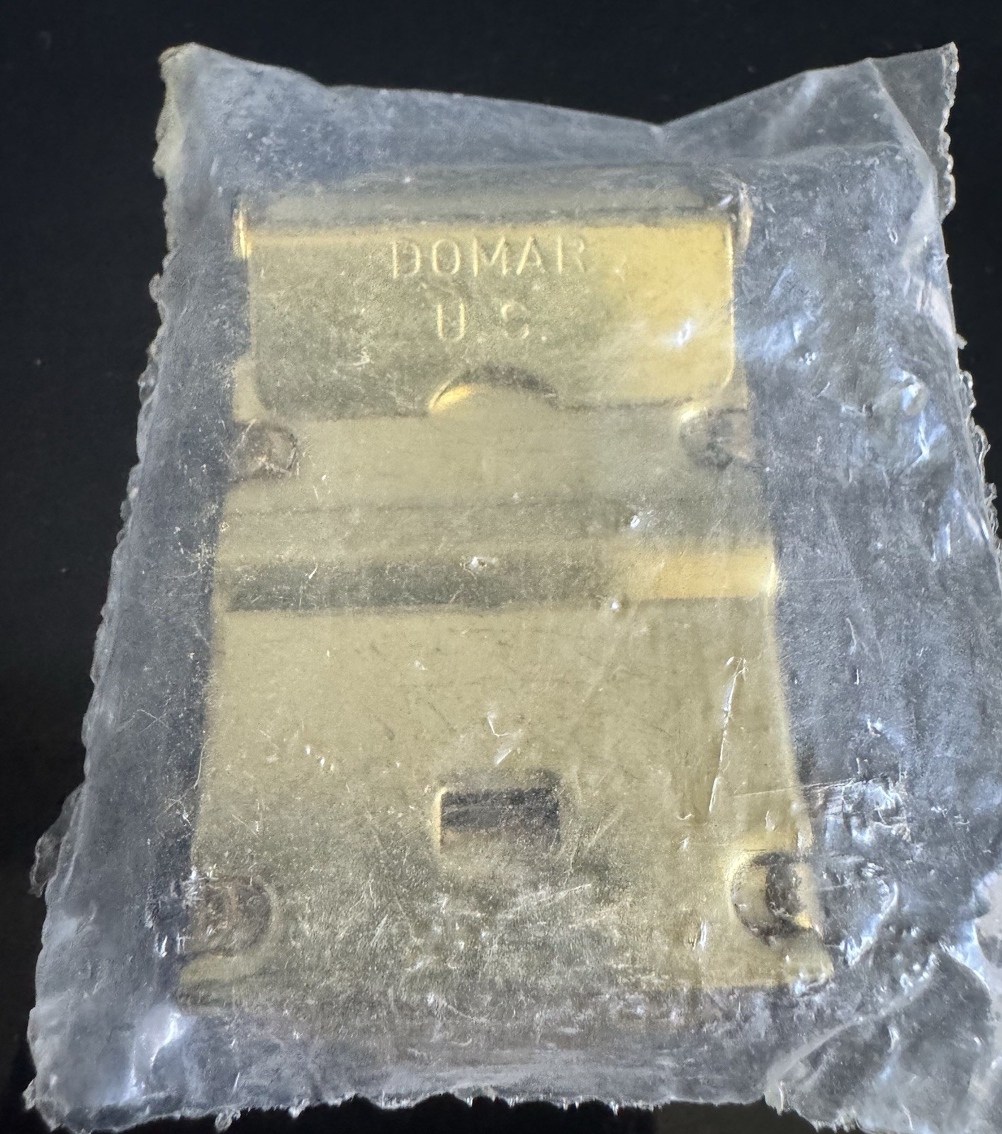 NEW VTG DOMAR Gold Tone Web Clamp Belt Buckle Military NOS Made In USA SEALED