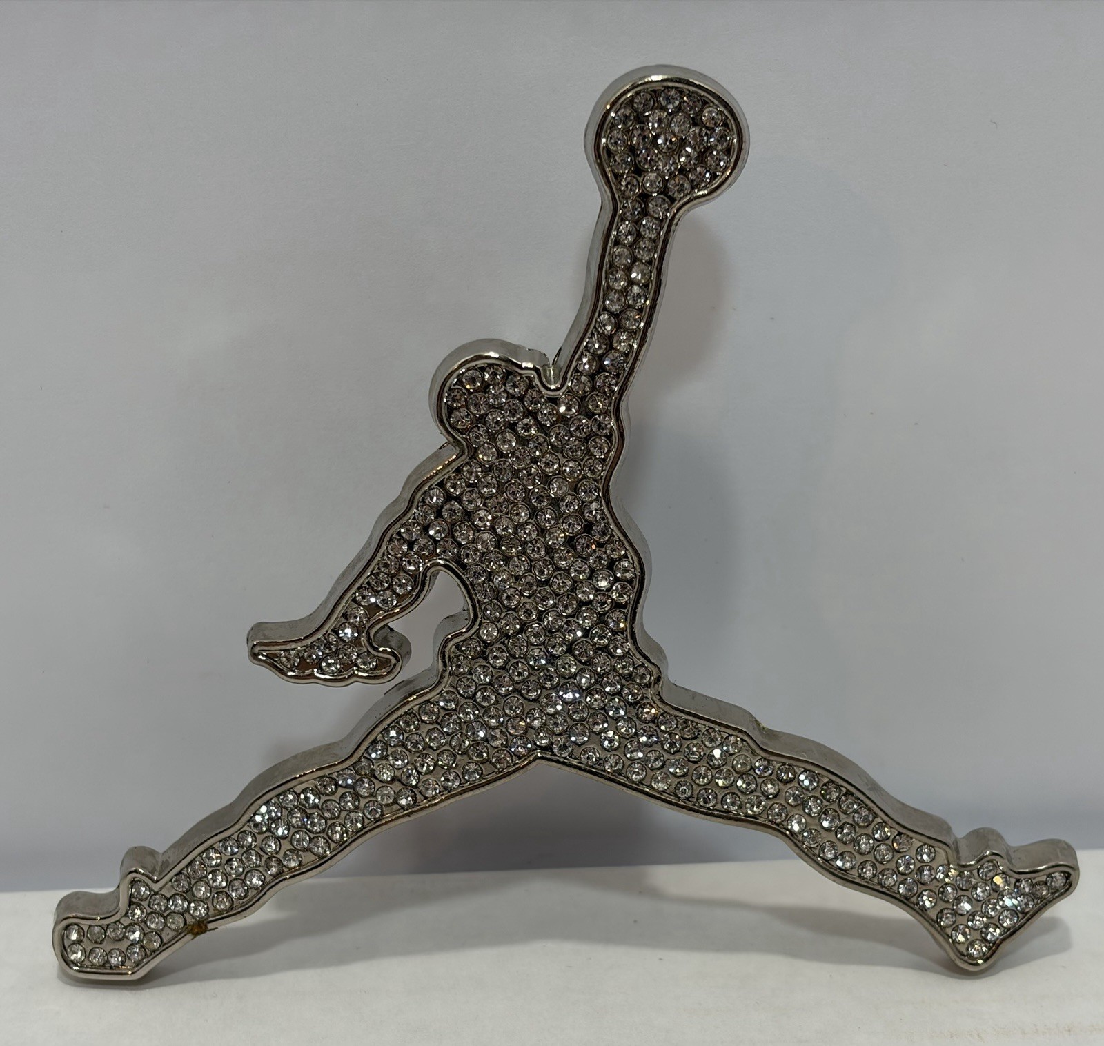 Iced Out Rhinestone Jordan Jumpman Belt Buckle Silver Custom Bling 4.5&Prime;x4&Prime;