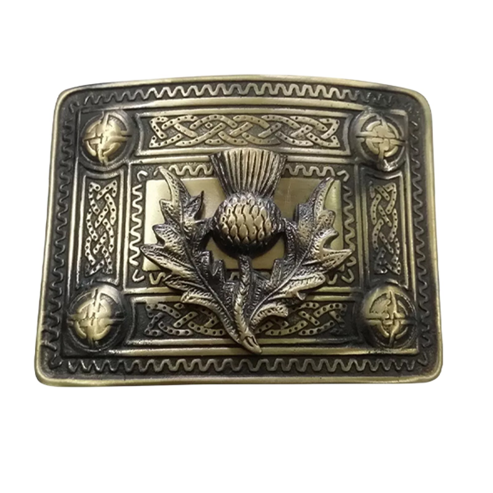 Scottish Antique Kilt Buckle – Thistle Knot Design | Classic Scottish Accessory