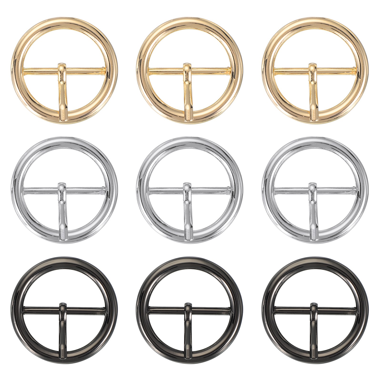 9Pcs 1.2&Prime; Single Prong Belt Buckle Metal Roller Buckle Black/Silver/Light Gold