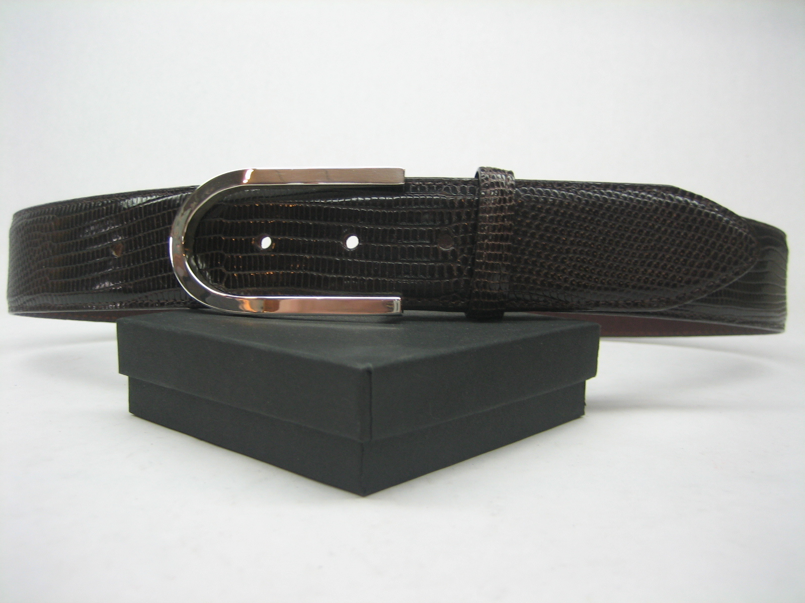 STERLING SILVER 925 SOLID SUZY BUCKLE.WITH GENUINE LIZARD 1.5&Prime; BELT MADE IN USA