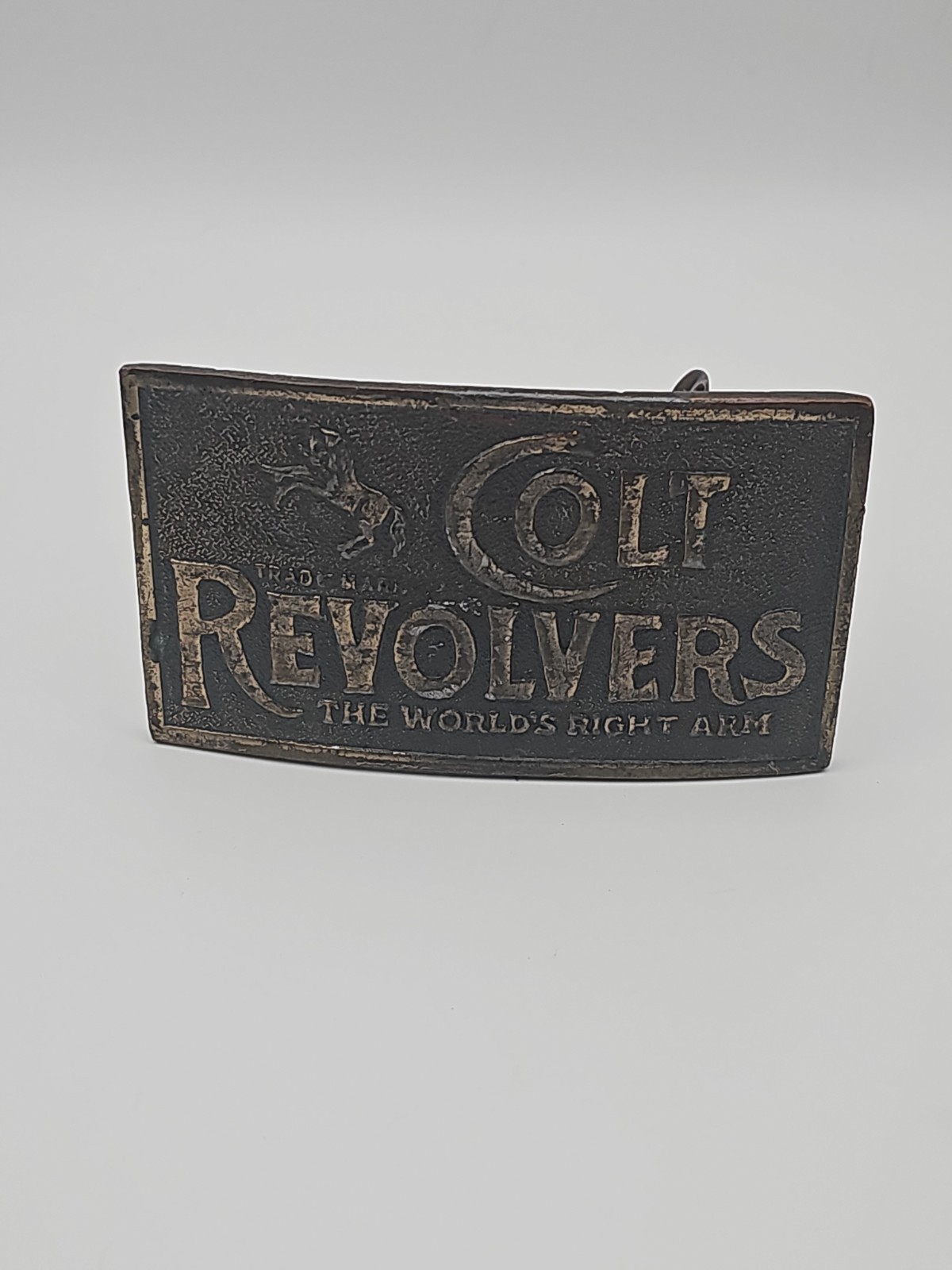 Vintage COLT REVOLVERS Belt Buckle SOLID BRASS Heavy BRONZE Western GUNS