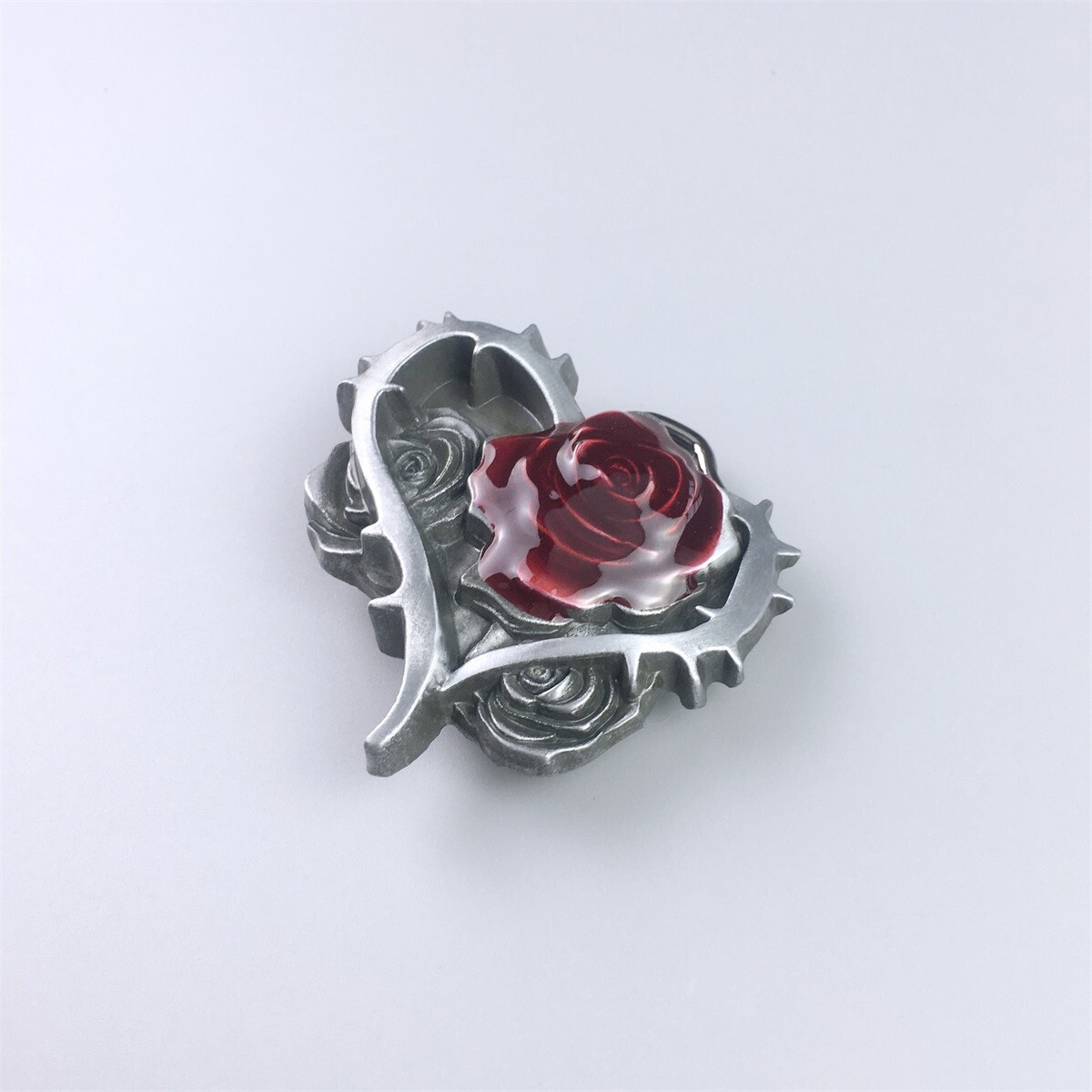 Vintage Enamel Rose Flower Floral Belt Buckle Gurtelschnalle