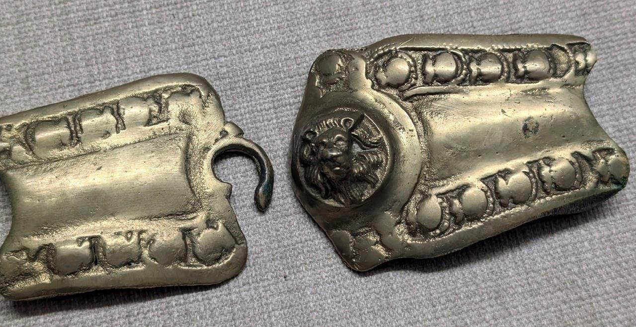antique LION HEAD belt buckle MILITARY army BRASS vintage TURKISH ottoman BRONZE
