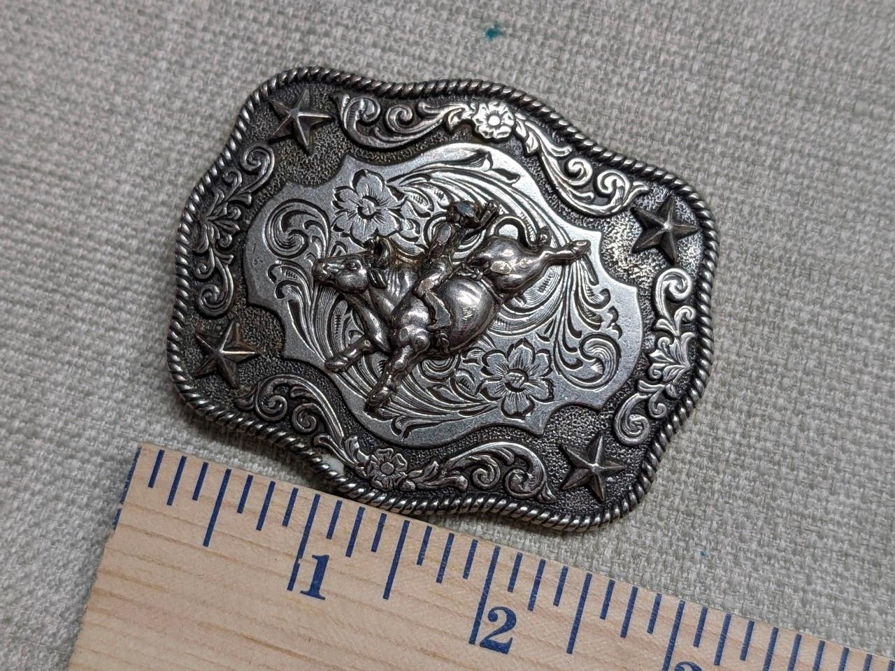 vintage NOCONA belt buckle RODEO metal steel WESTERN cowboy BULL RIDER