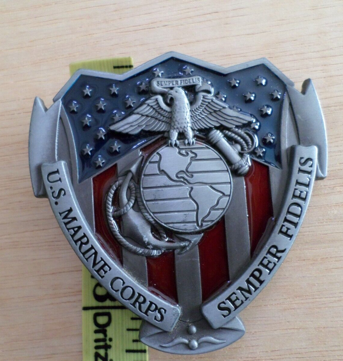 USMC Semper Fidelis US MARINE CORPS Belt Metal Buckle with Red & Blue Enamel