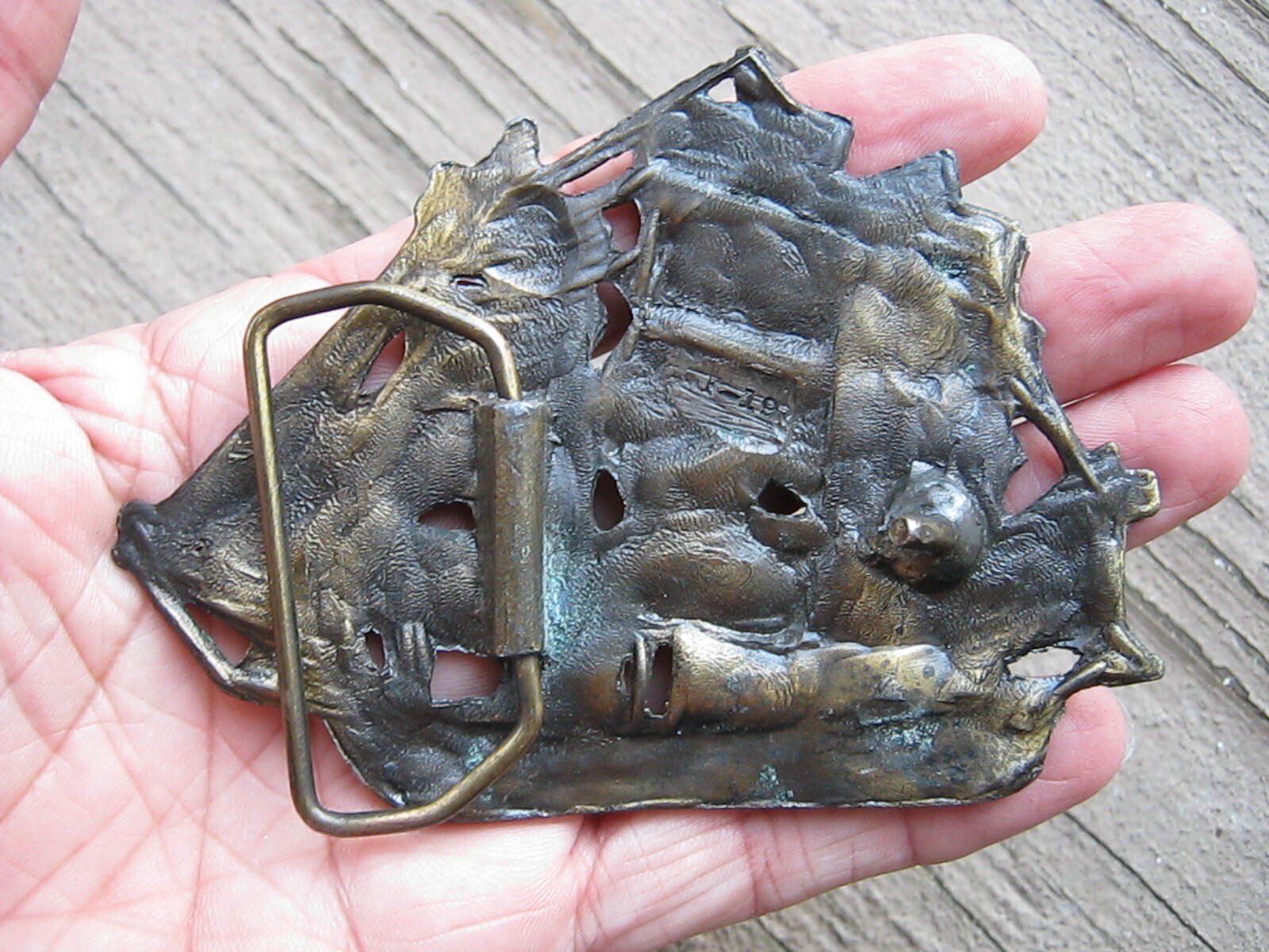 VINTAGE CAST METAL SCHOONER 12 SAILS NAUTICAL SAILING SHIP SAIL BOAT BELT BUCKLE
