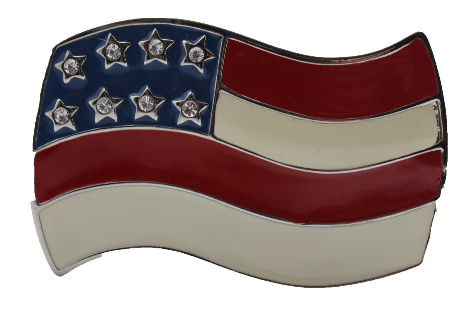 NEW Men Women Silver Metal Western 4th July Belt Buckle USA Flag United States
