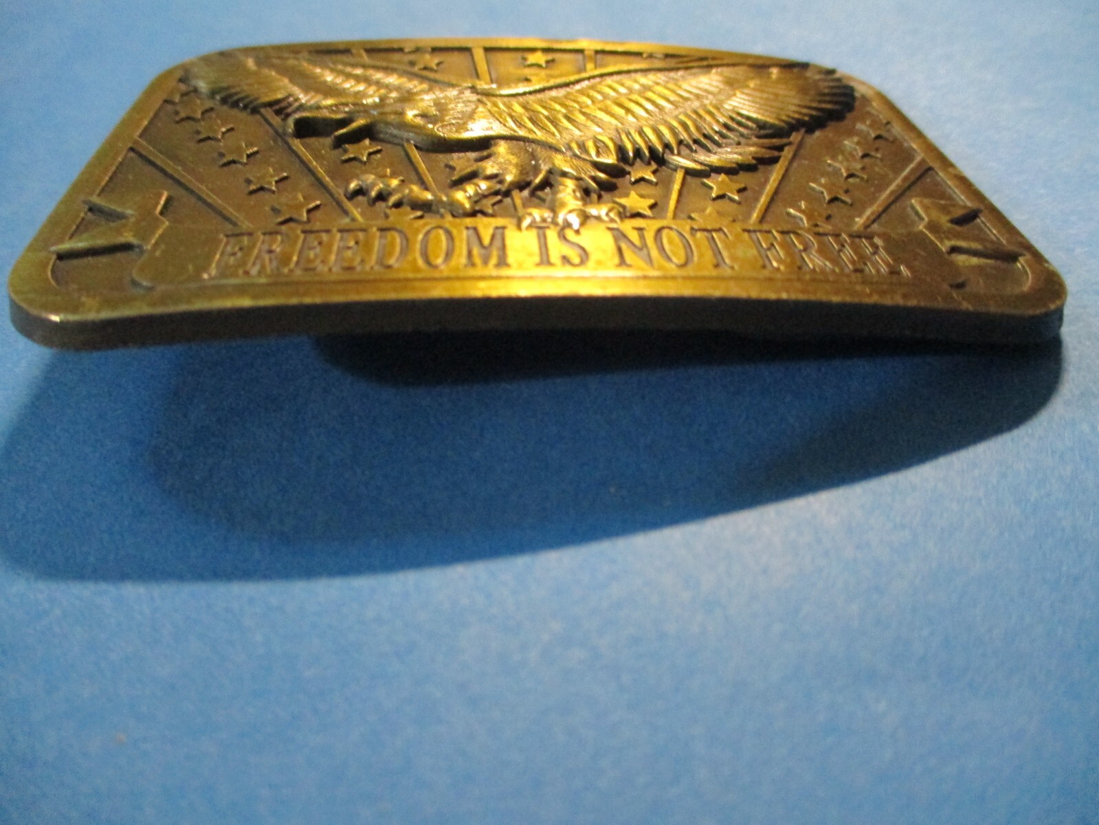 Vtg Freedom Is Not Free Brass Belt Buckle By Sponsor 2014 VGC