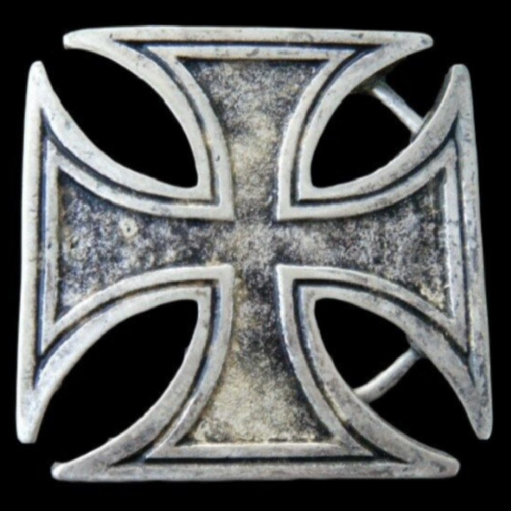 ANTIQUE SILVER IRON CROSS RELIGION BELT BUCKLE BOUCLE DE CEINTURE