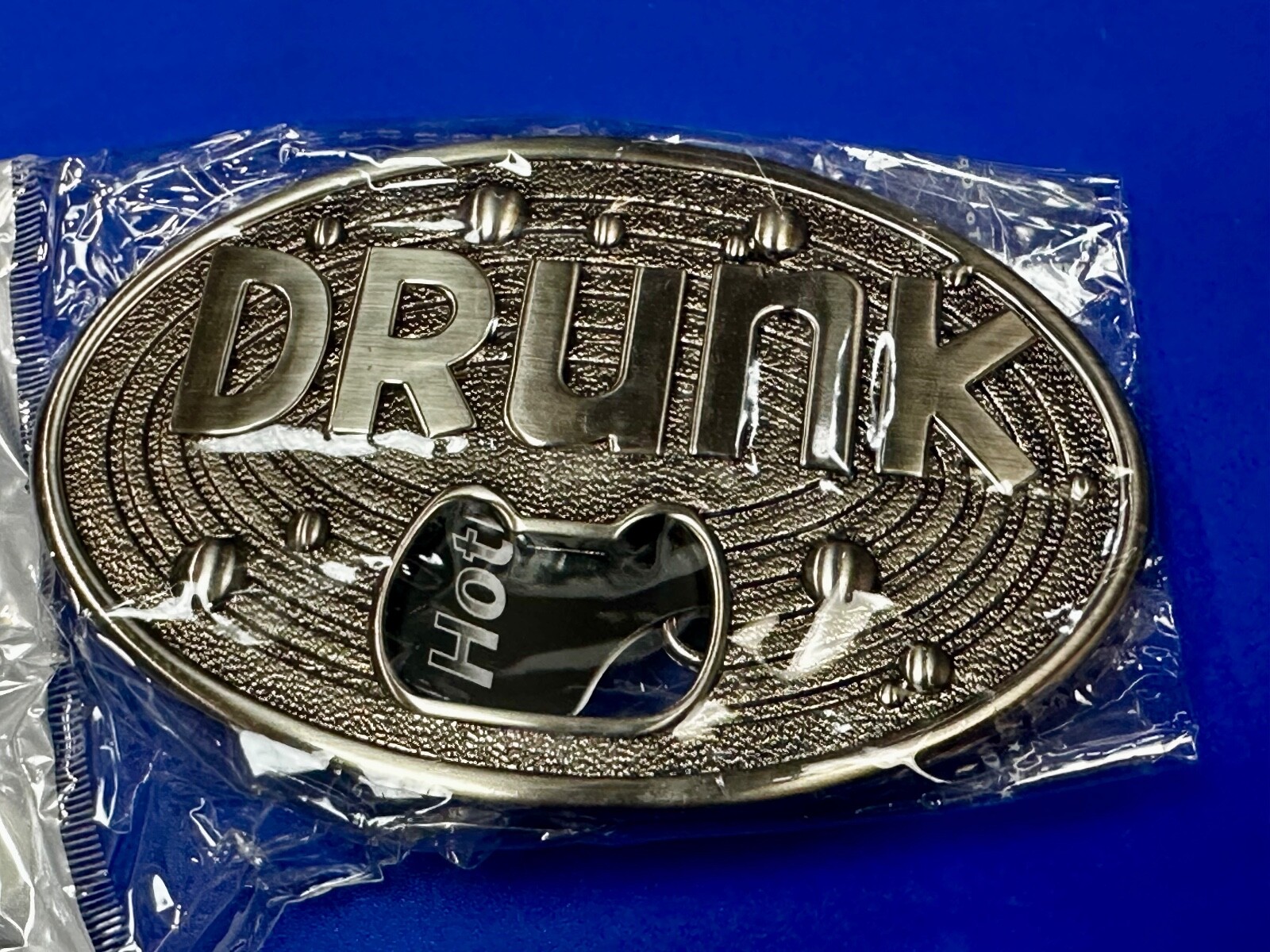 DRUNK Bottle Opener and Large Novelty Statement Stainless Steel Belt Buckle