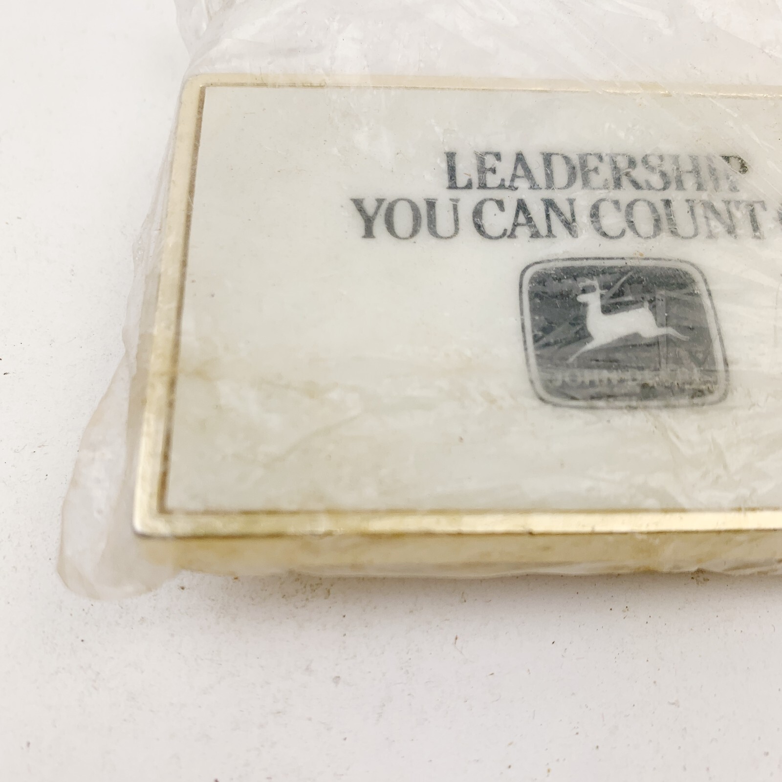 Vintage John Deere Leadership You Can Count On Metal Tile Rectangle Belt Buckle