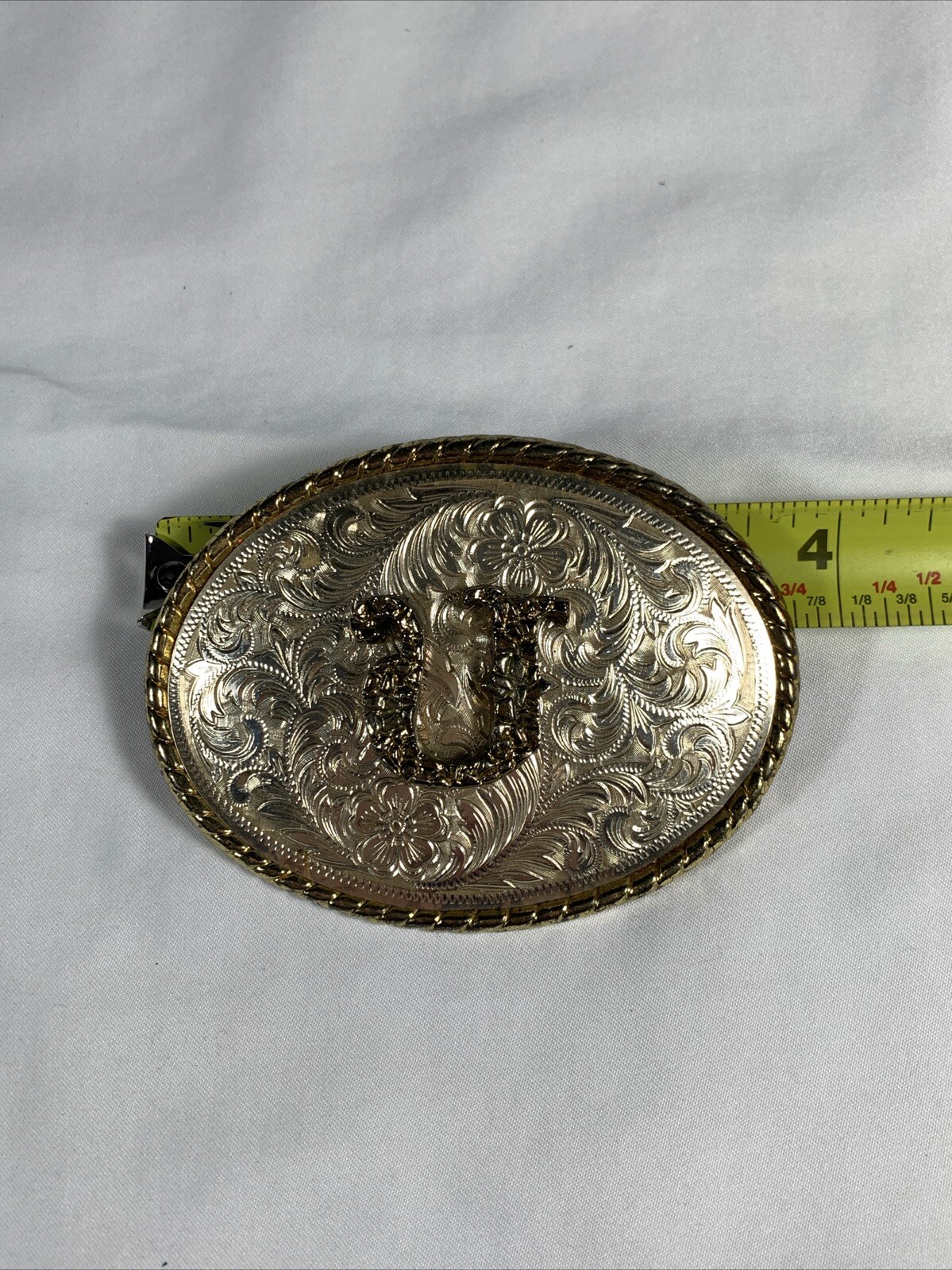 Letter “U” Belt Buckle Western Cowboy Casual Fashion Style Silver/Gold 3 3/4&Prime;