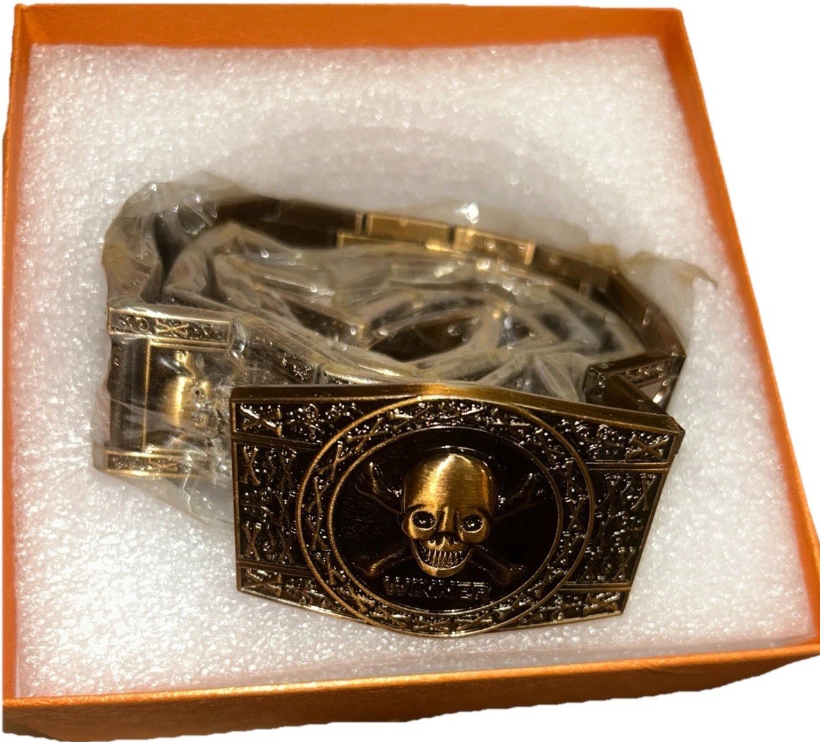 Men Stainless steel Belt metal waistband Golden Skull Skeleton Buckle Punk Rock
