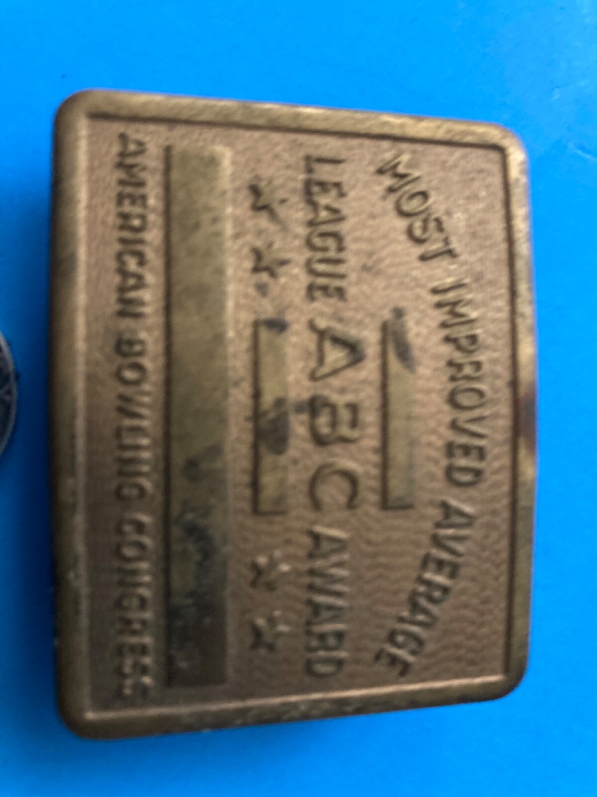 SOLID BRASS ABC Award Most Improved Average Belt Buckle American Bowling Congres