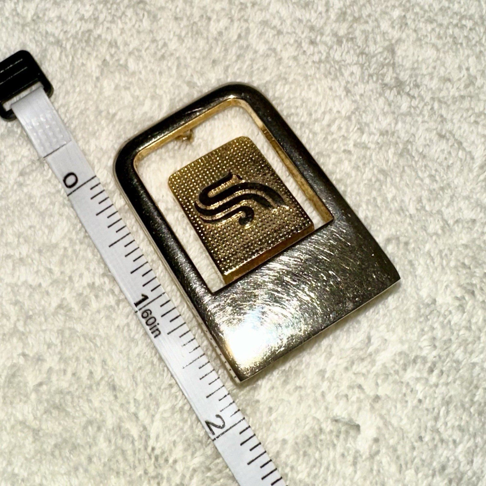 Vintage Gold S Logo 1&Prime; Belt Buckle Made in Italy DIY Leathercraft Hardware 90s