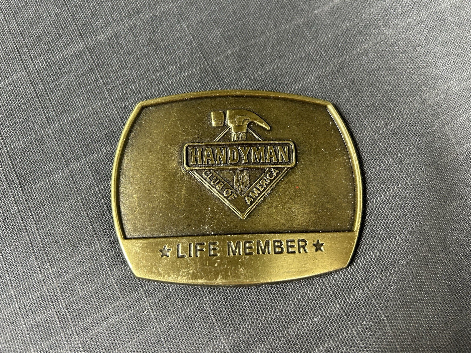 Handyman Club Of America Life Member Vintage Brass Belt Buckle